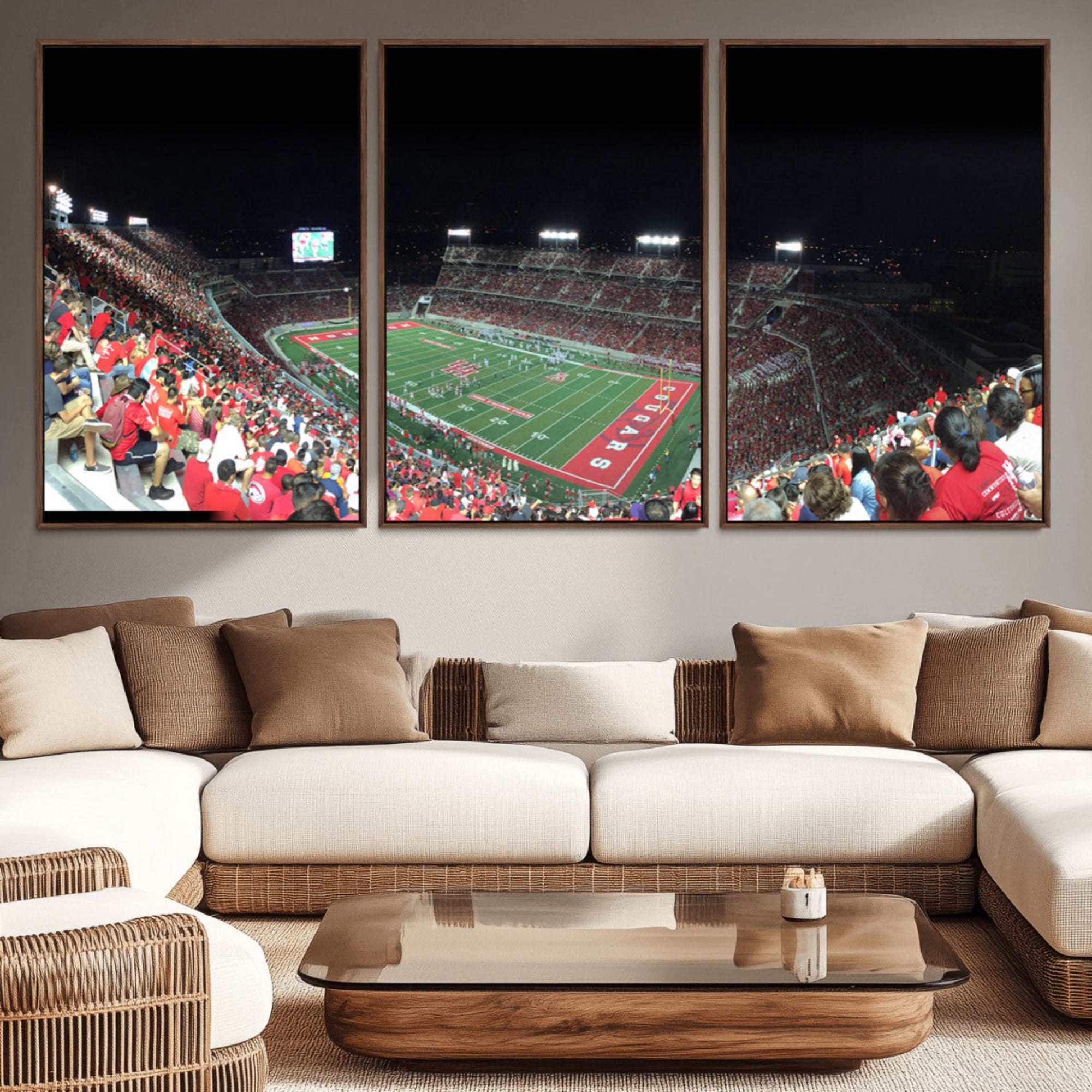 67036-MGV-CV-36X24-Houston Cougars Football Team Print - Houston TDECU Stadium Wall Art Canvas Print