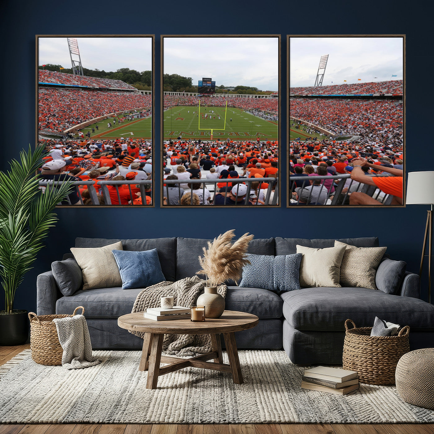 63606-MGV-CV-36X24 - Virginia Cavaliers Football Team Print - Charlottesville Scott Stadium Print Wall Art Canvas