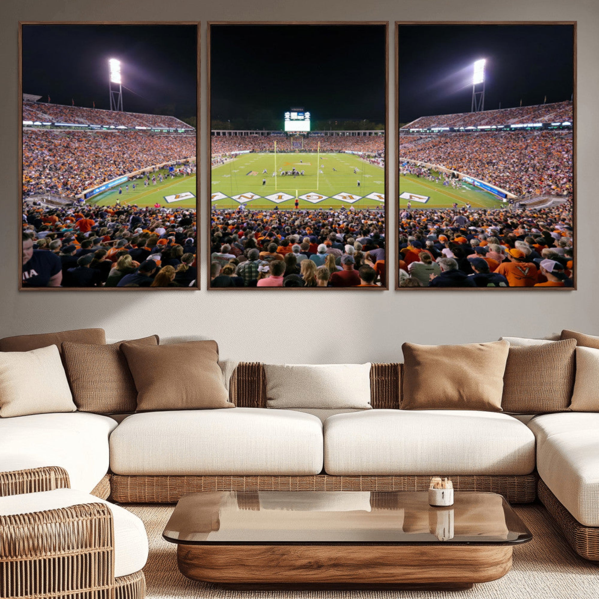 98441-MGV-CV-36X24-Virginia Cavaliers Football Team Print - Charlottesville Scott Stadium Wall Art Canvas Print
