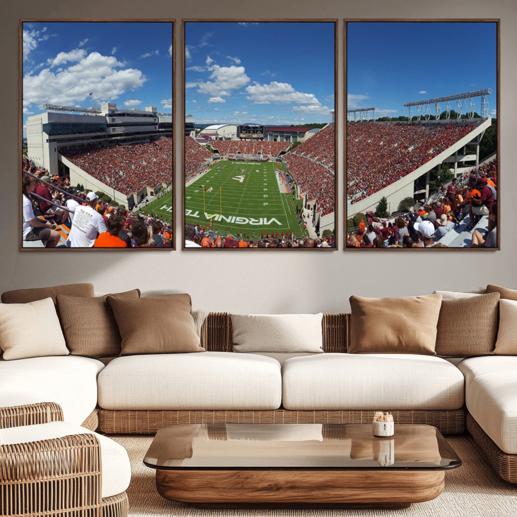 87769-MGV-CV-36X24-Virginia Tech Hokies Football Team Print - Blacksburg Lane Stadium Wall Art Canvas Print