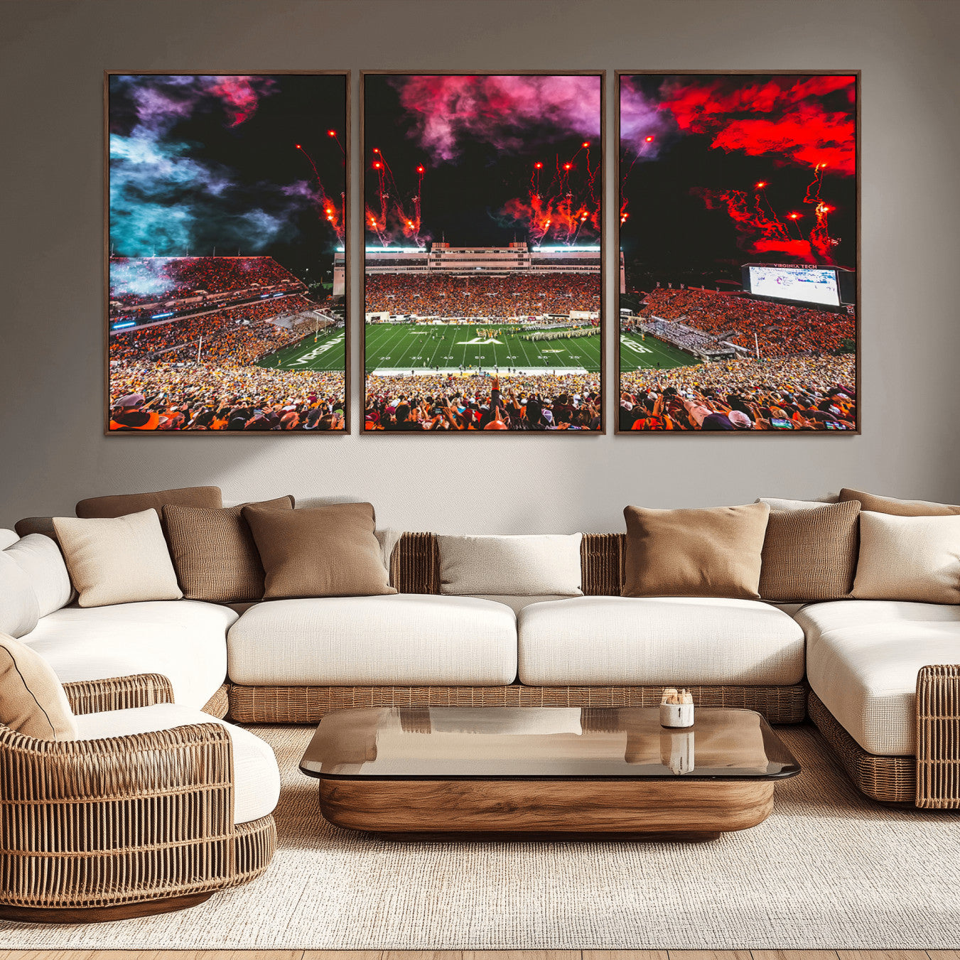 -Virginia Tech Hokies Football Team Print - Blacksburg Lane Stadium Wall Art Canvas Print