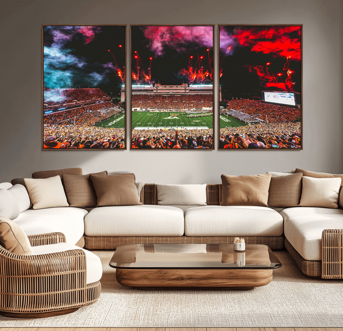 -Virginia Tech Hokies Football Team Print - Blacksburg Lane Stadium Wall Art Canvas Print