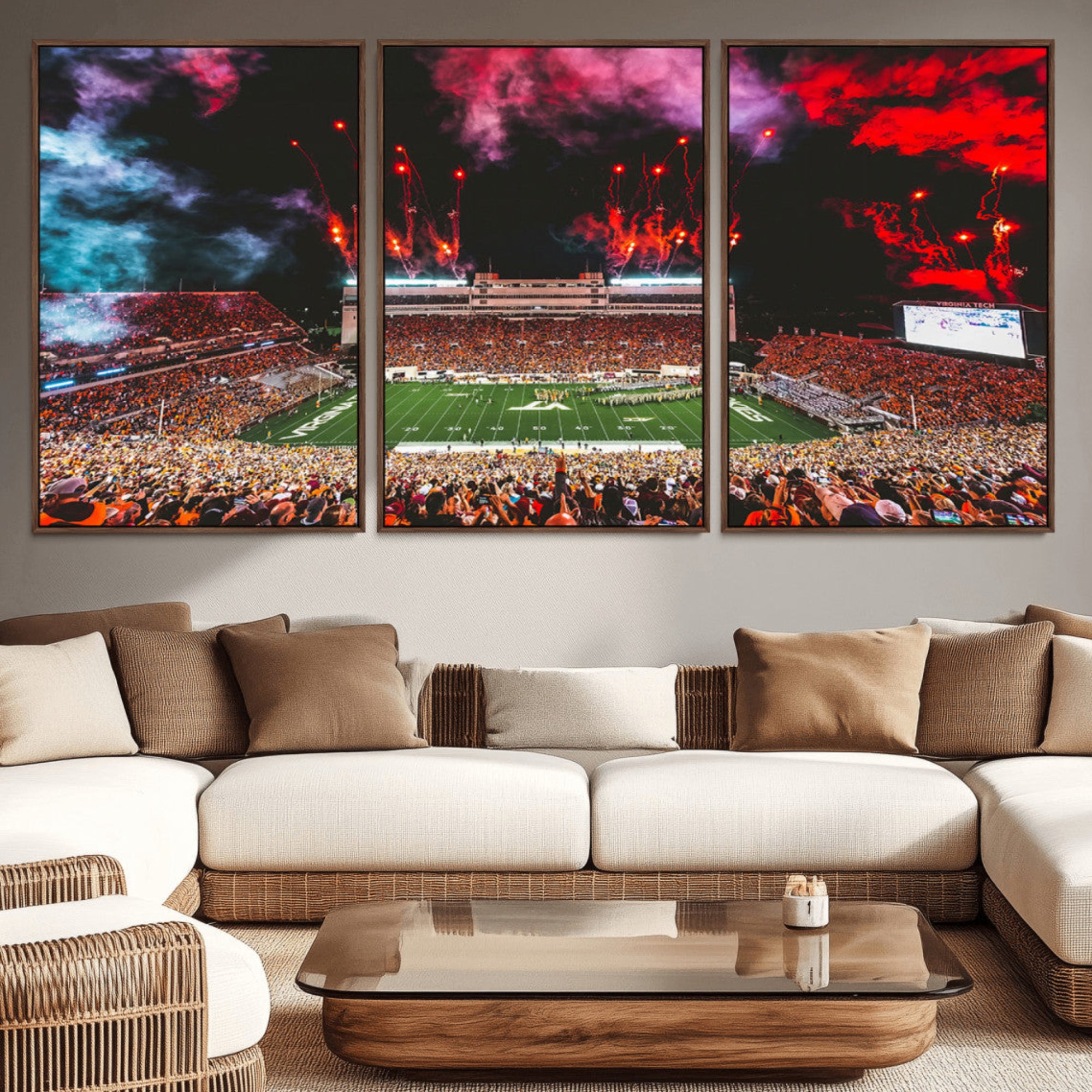 65761-MGV-CV-36X24-Virginia Tech Hokies Football Team Print - Blacksburg Lane Stadium Wall Art Canvas Print