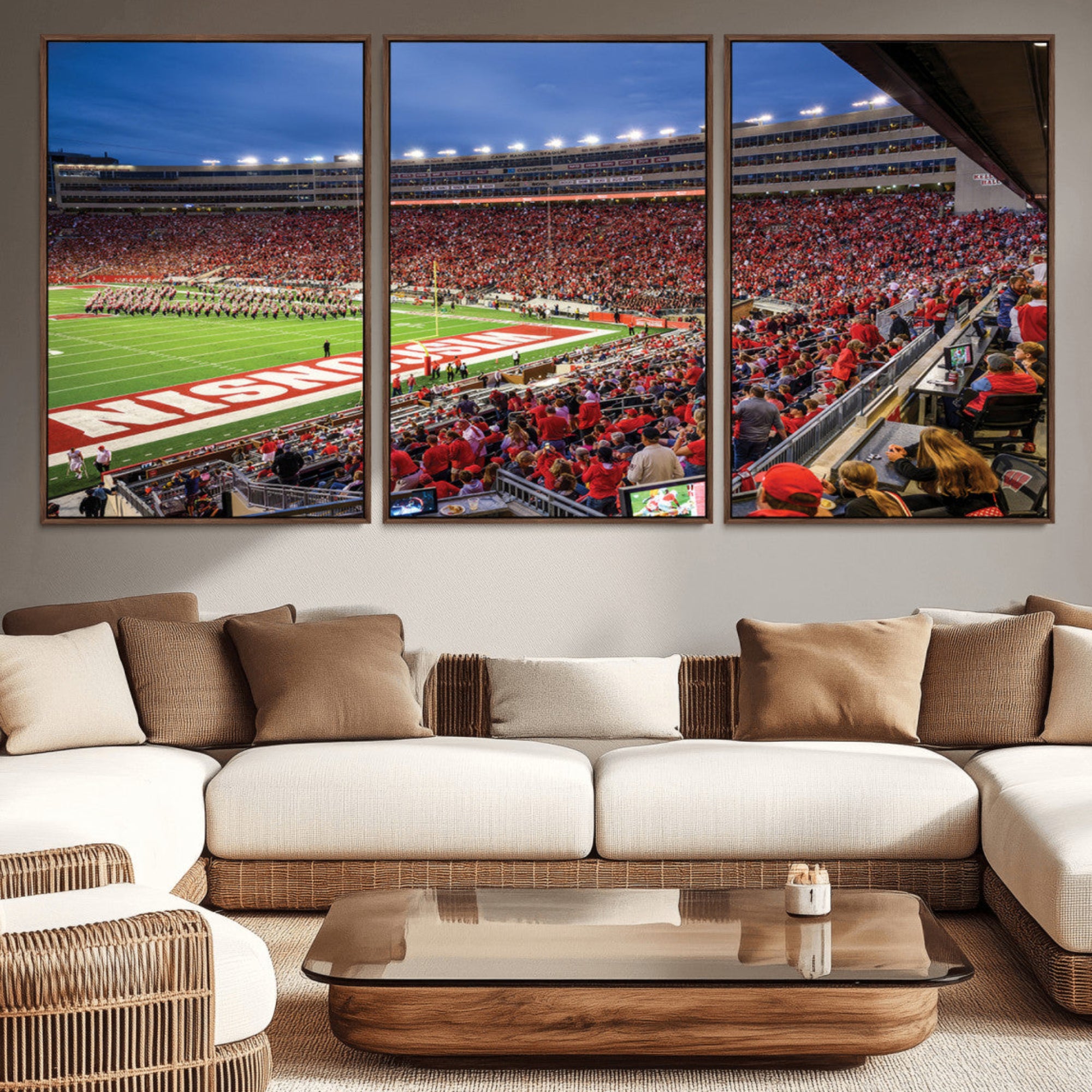 57601-MGV-CV-36X24-Wisconsin Badgers Football Team Print - Madison Camp Randall Stadium Wall Art, Wisconsin Badgers