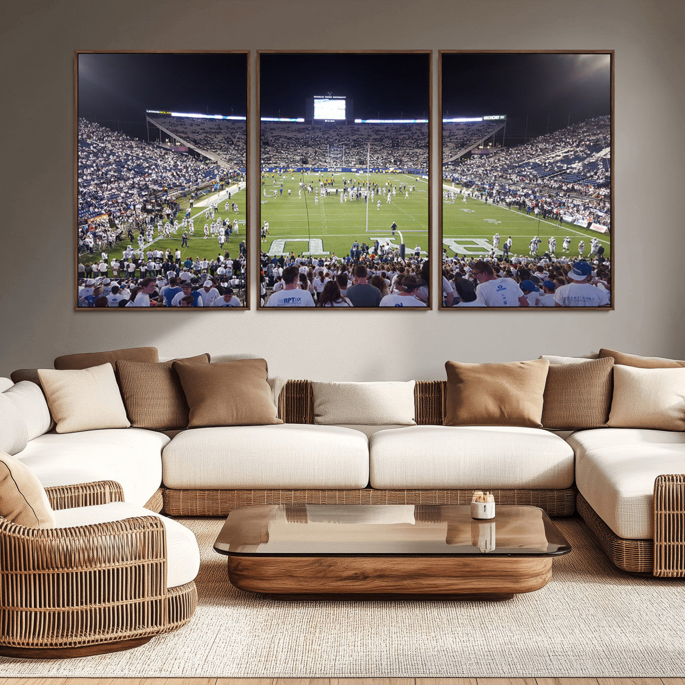-Brigham Young University Cougars Football Print Canvas - Provo LaVell Edwards Stadium Wall Art
