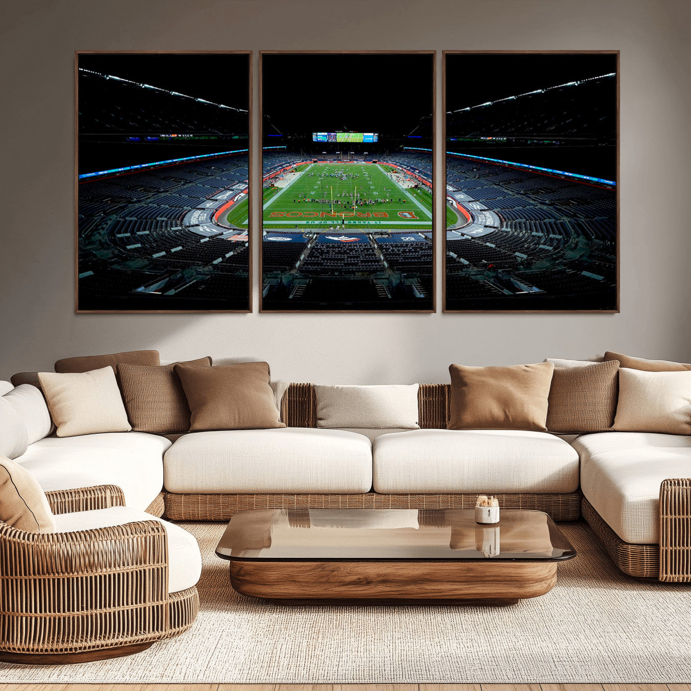 -Denver Broncos Football Team Print Canvas- Denver Empower Field at Mile High Stadium Wall Art Canvas