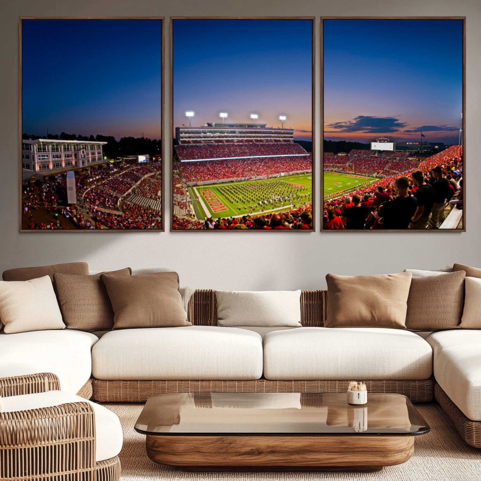 76202-MGV-CV-36X24-Wolfpack Football Team Wall Art Print - Raleigh Carter-Finley Stadium Wall Art Canvas Print