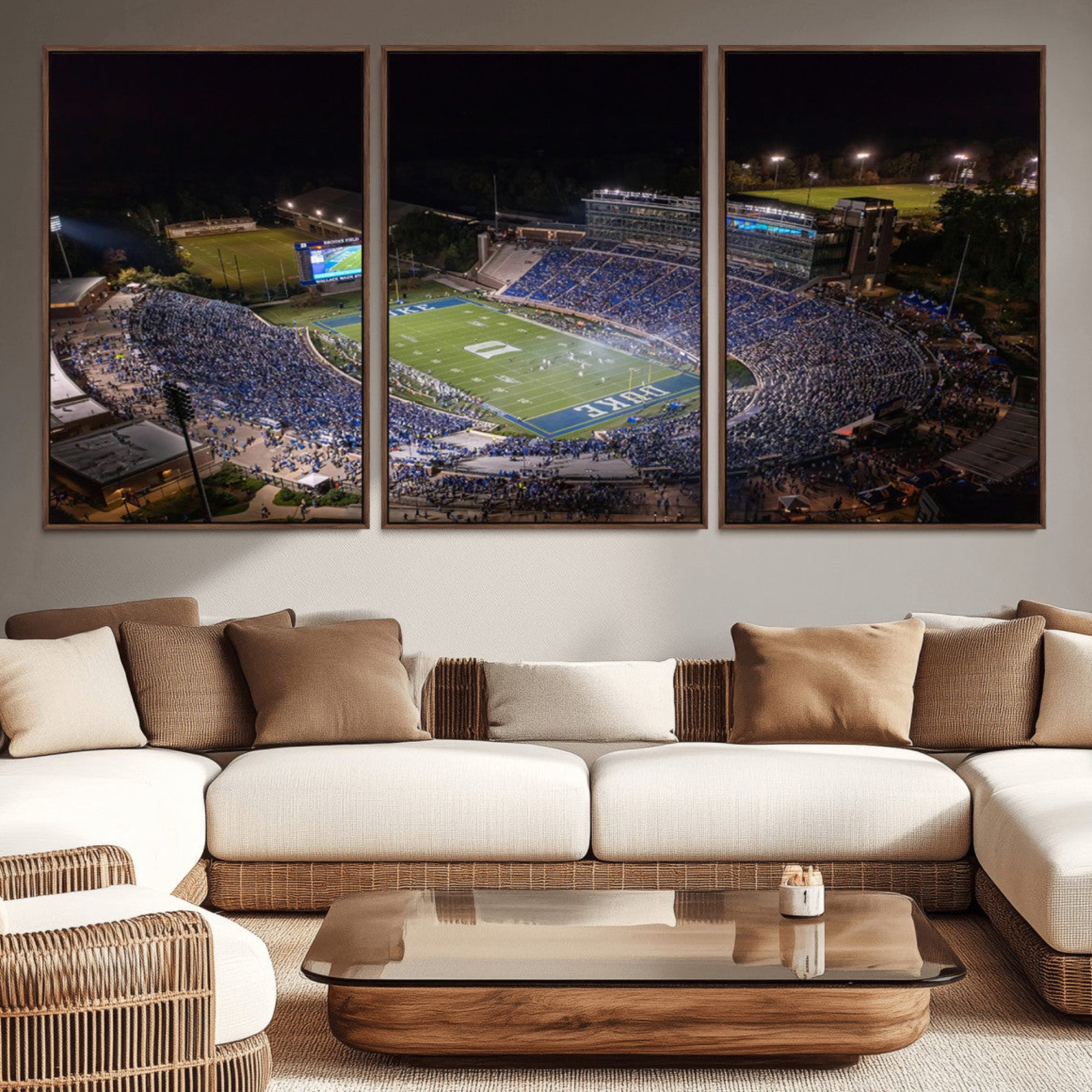 42347-MGV-CV-36X24-Duke University Blue Devils Football Print Canvas - Durham Wallace Wade Stadium Wall Art Canvas