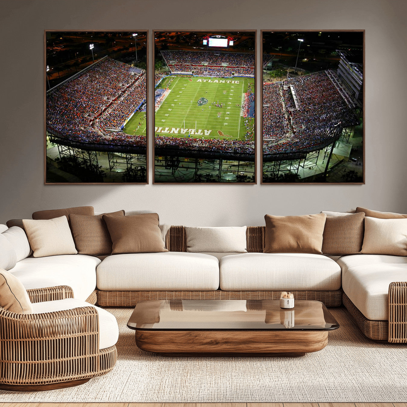 -Florida Atlantic University Owls Football Team Print - Boca Raton FAU Stadium Wall Art Canvas Print