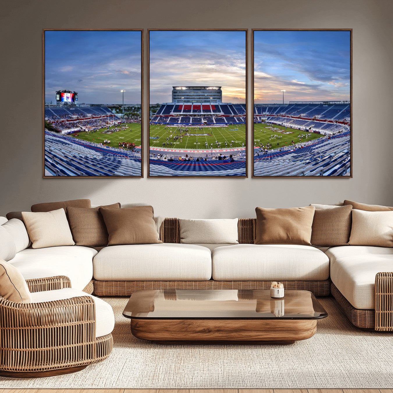 -Florida Atlantic University Owls Football Team Print - Boca Raton FAU Stadium Wall Art Canvas Print