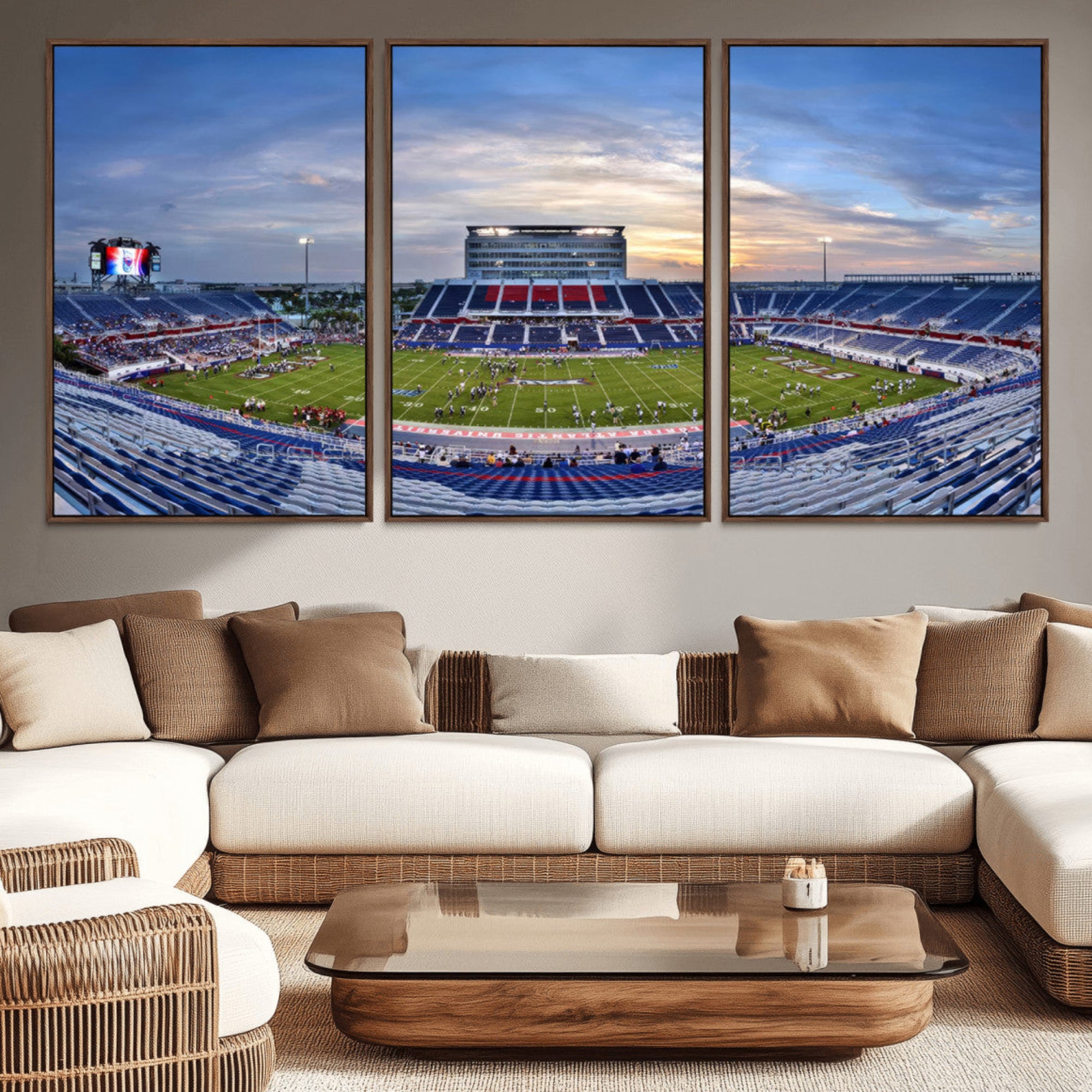 69559-MGV-CV-36X24-Florida Atlantic University Owls Football Team Print - Boca Raton FAU Stadium Wall Art Canvas Print