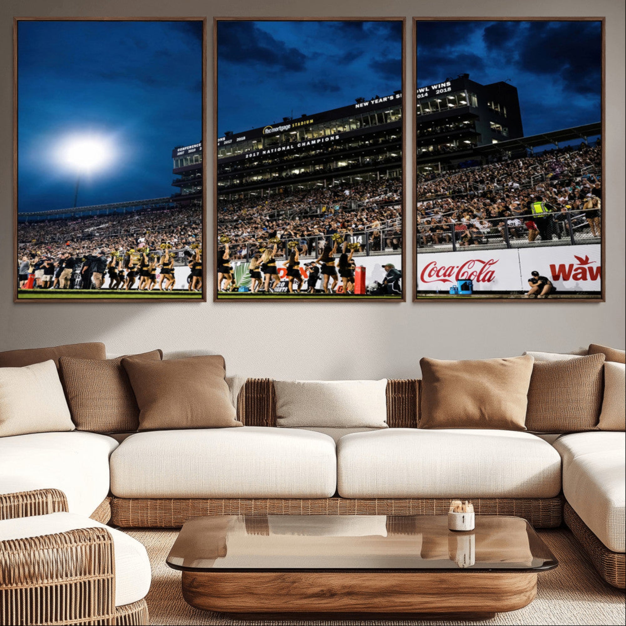 40217-MGV-CV-36X24-UCF Knights Football Team Print - Orlando FBC Mortgage Stadium Wall Art Canvas Print
