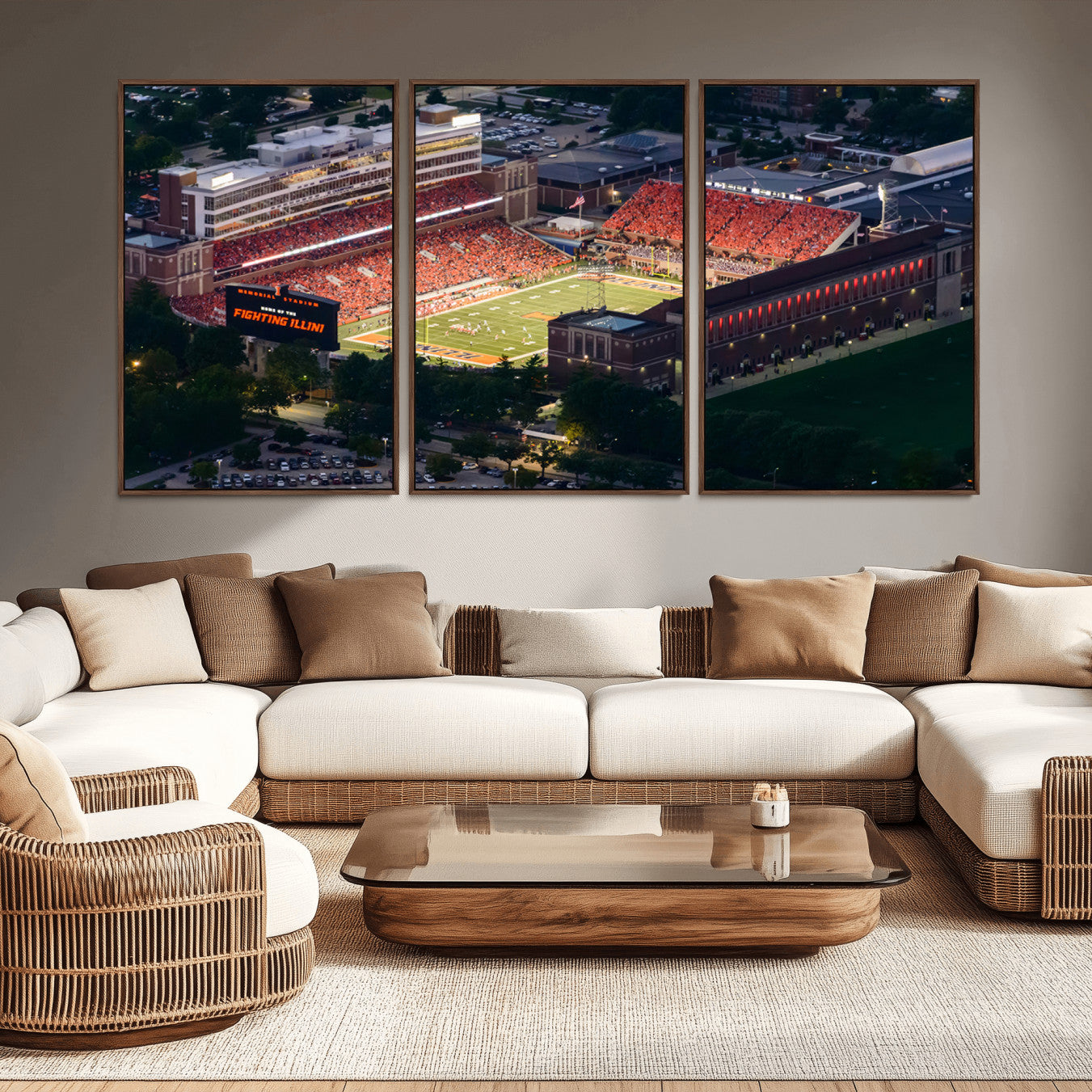 -University of Illinois Fighting Illini Football Team Print - Champaign Illinois Memorial Stadium