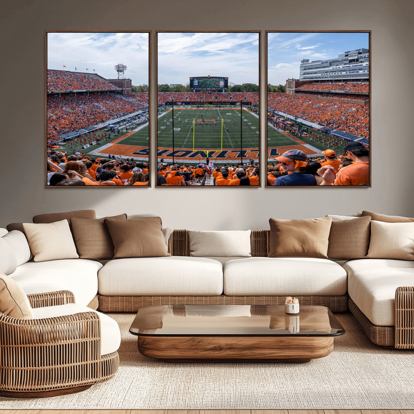 -University of Illinois Fighting Illini Football Team Print Canvas - Champaign Illinois Memorial