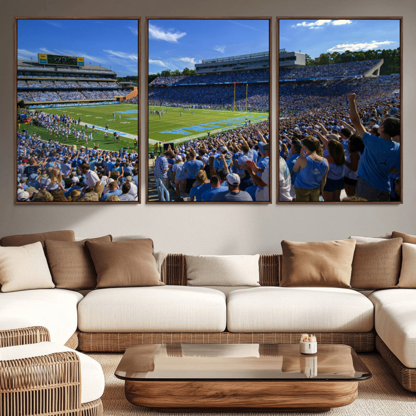 -University of North Carolina Tar Heels Team Canvas Print - Chapel Hill Kenan Memorial Stadium Wall