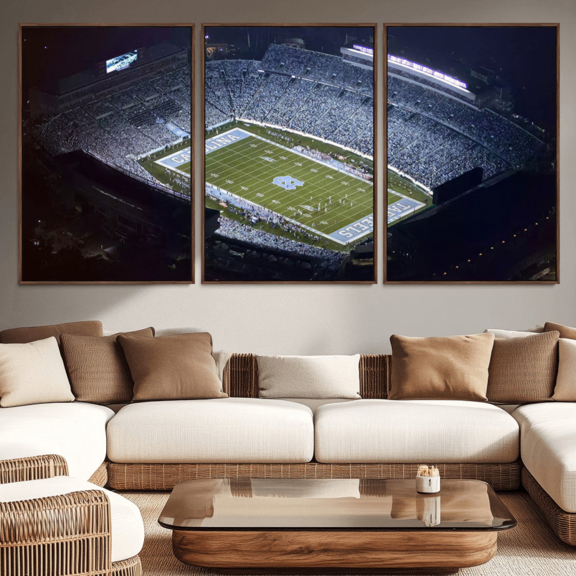 88375-MGV-CV-36X24-University of North Carolina Tar Heels Football Team Print - Chapel Hill Kenan Memorial Stadium