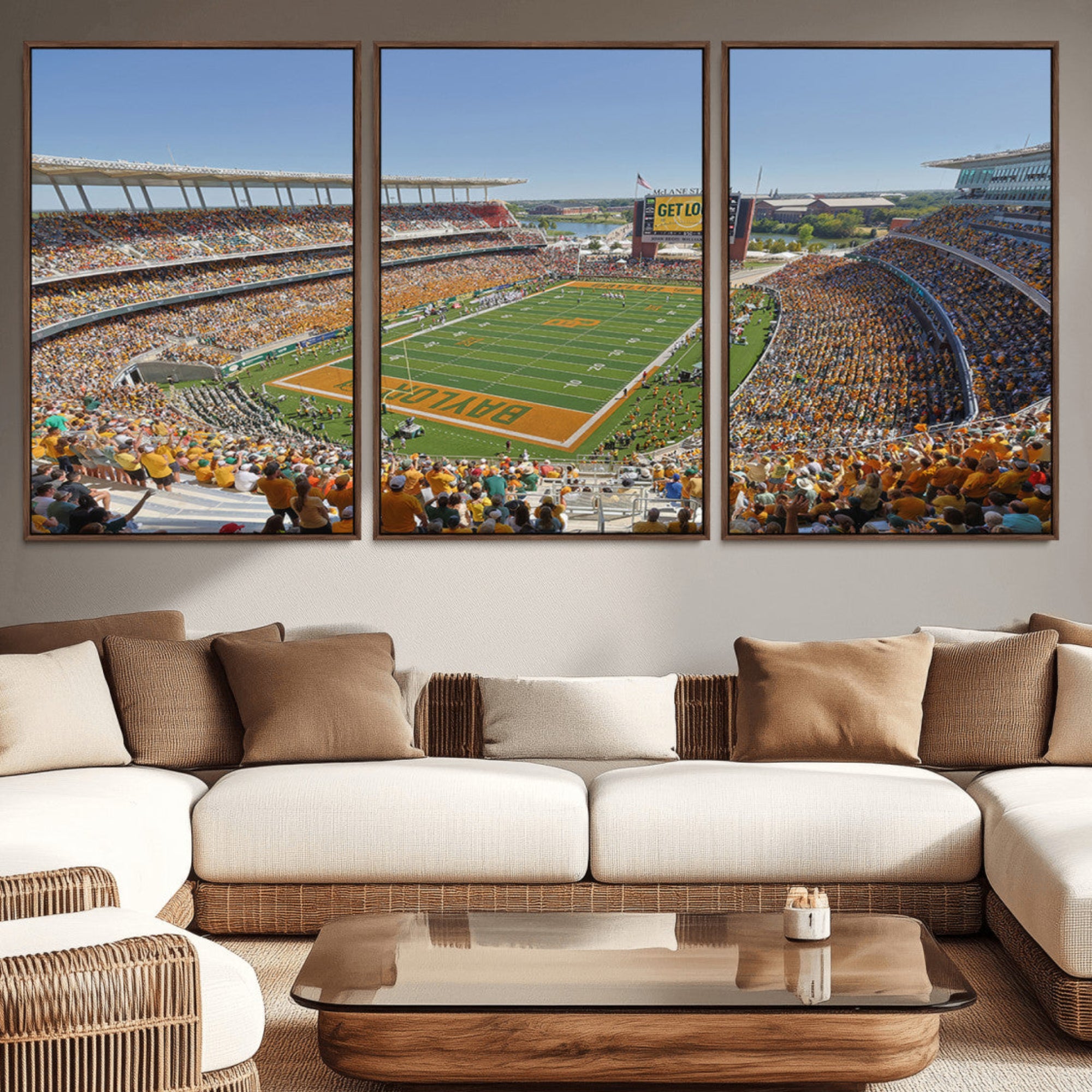 49912-MGV-CV-36X24-Baylor University Bears Football Team Print - Waco McLane Stadium Wall Art Canvas Print