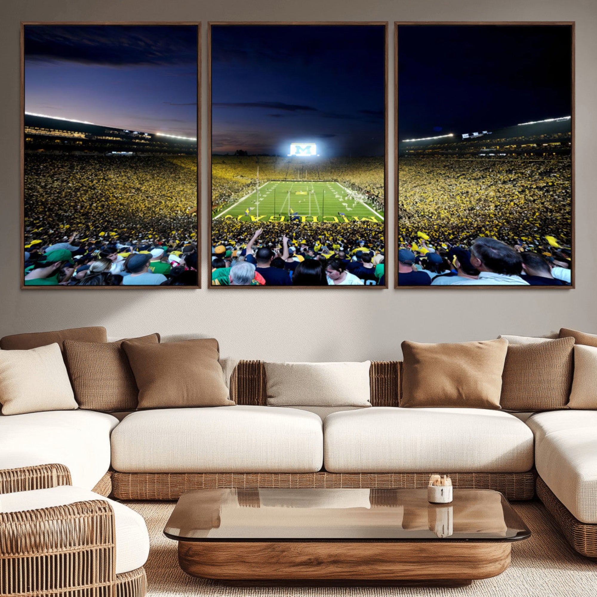 22115-MGV-CV-36X24-University of Michigan Wolverines Football Team Print - Ann Arbor Michigan Stadium Canvas Print