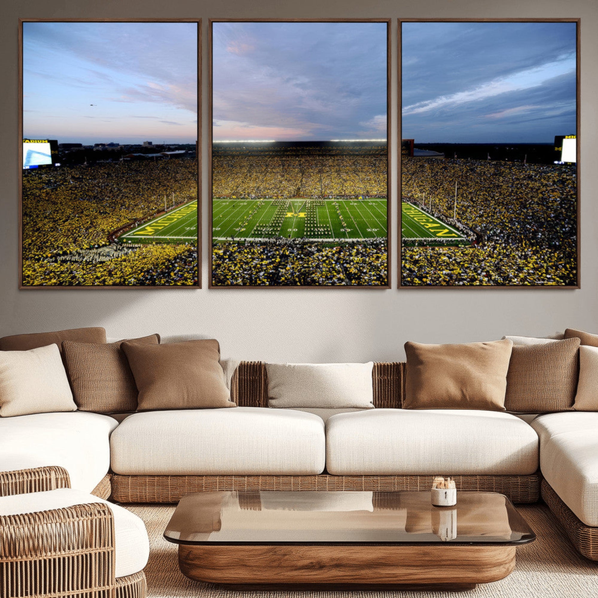 82641-MGV-CV-36X24-University of Michigan Wolverines Football Team Print - Ann Arbor Michigan Stadium Wall Art Canvas