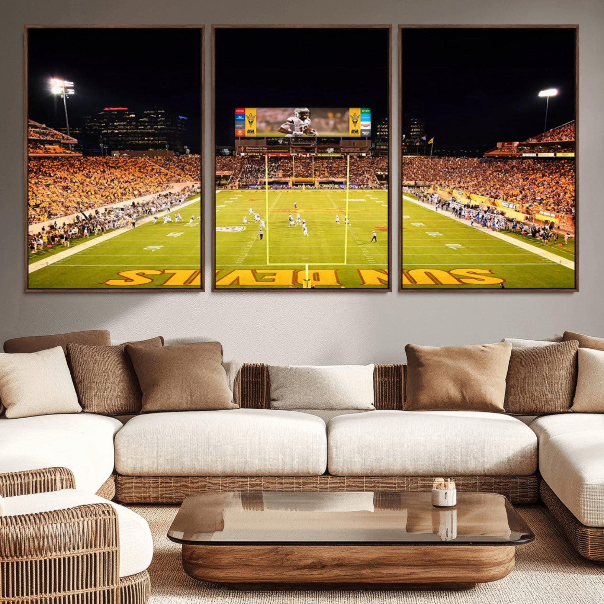 87612-MGV-CV-36X24-ASU Sun Devils Football Team Print - Phoenix Mountain America Stadium Canvas Print
