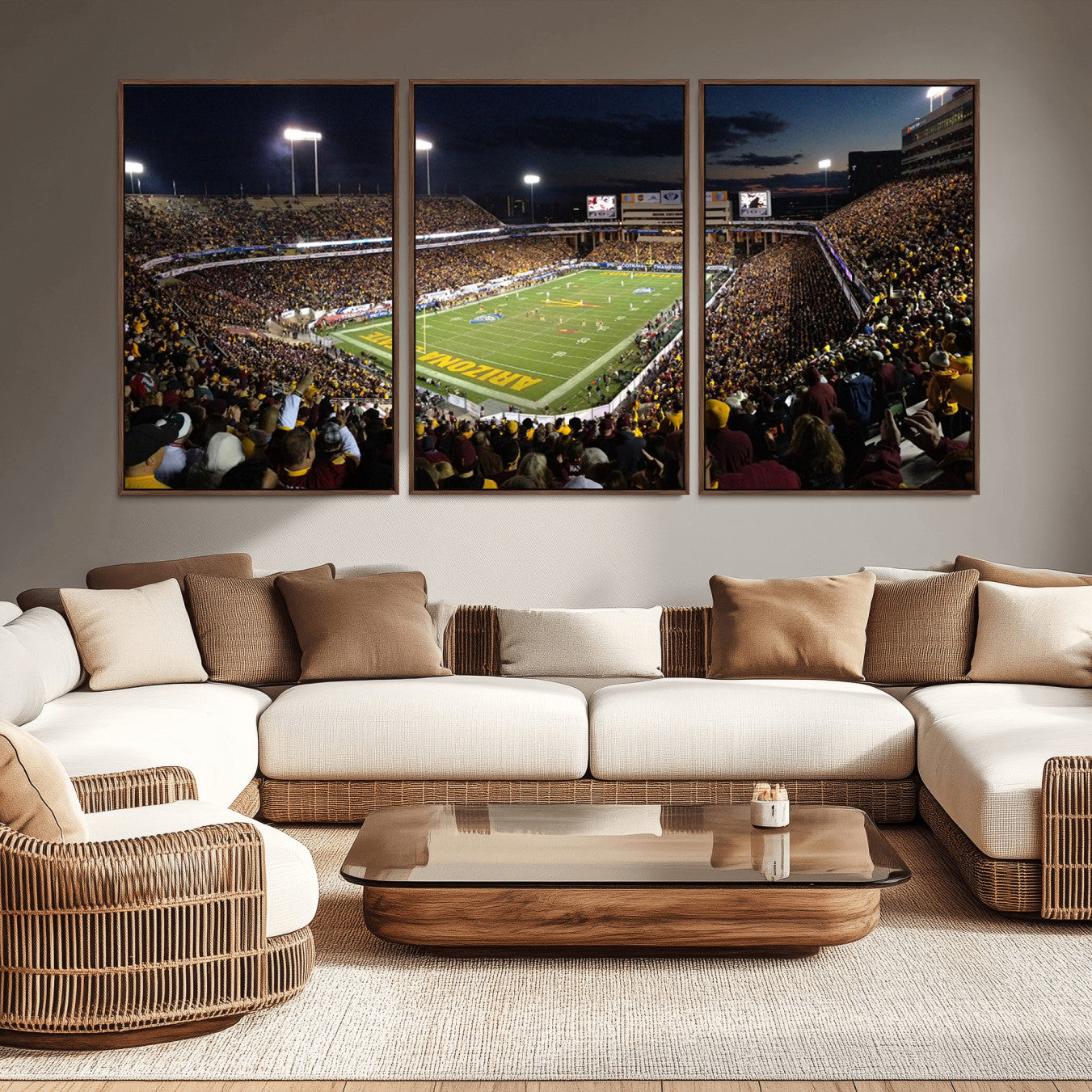 -ASU Sun Devils Football Team Print Canvas - Phoenix Mountain America Stadium Wall Art Canvas Print