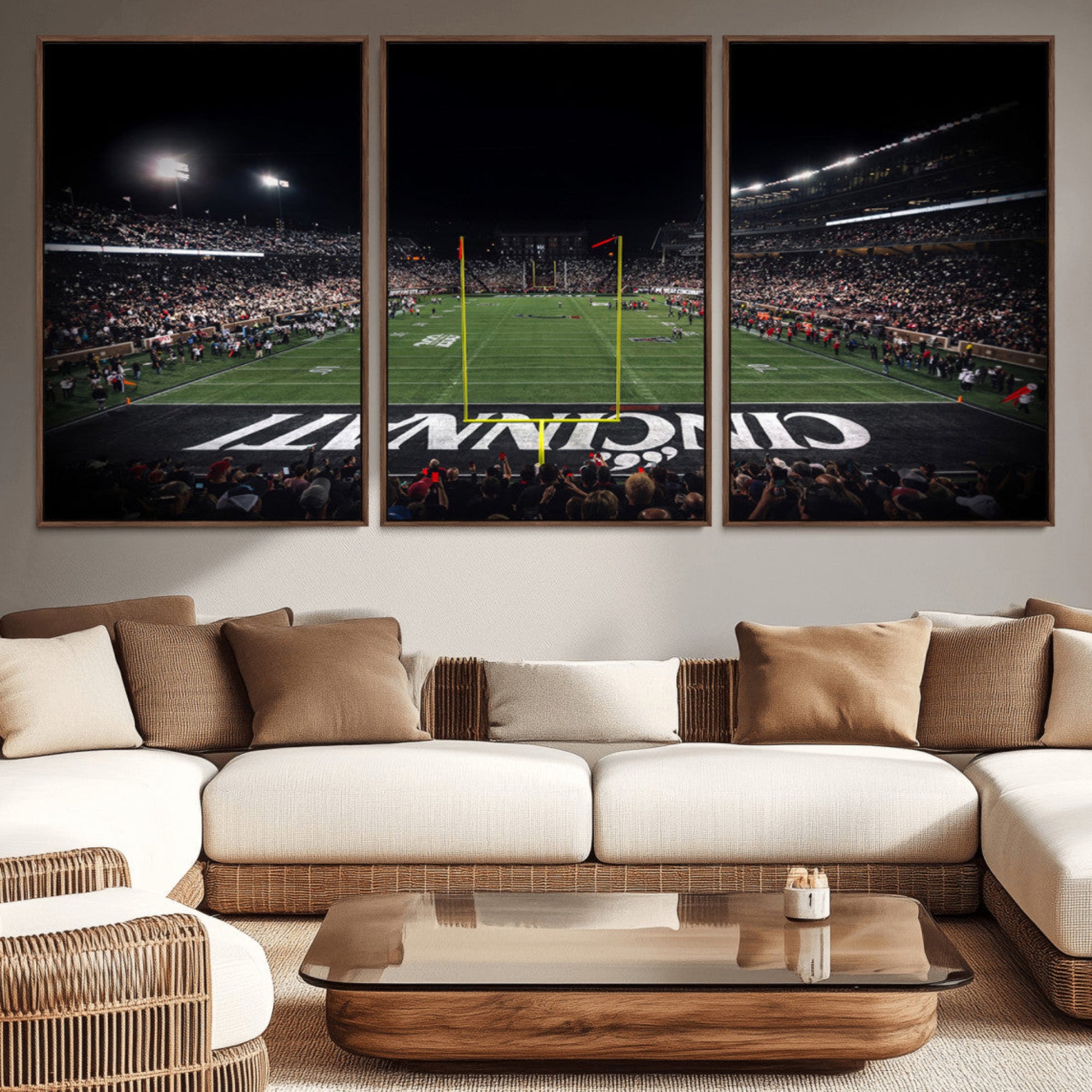 28212-MGV-CV-36X24-Cincinnati Bearcats Football Team Print - Nippert Stadium Wall Art Canvas Print