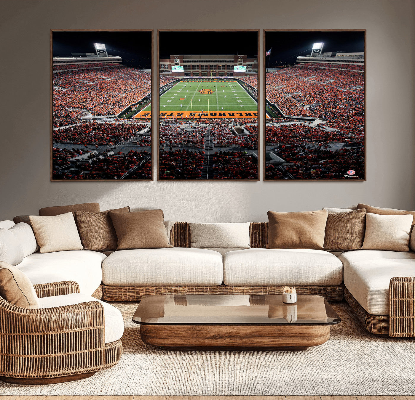 81675-MGV-CV-36X24-Boone Pickens Stadium Wall Art Oklahoma State Cowboys Print Framed Sports Canvas Art for Home, Office, Living Room