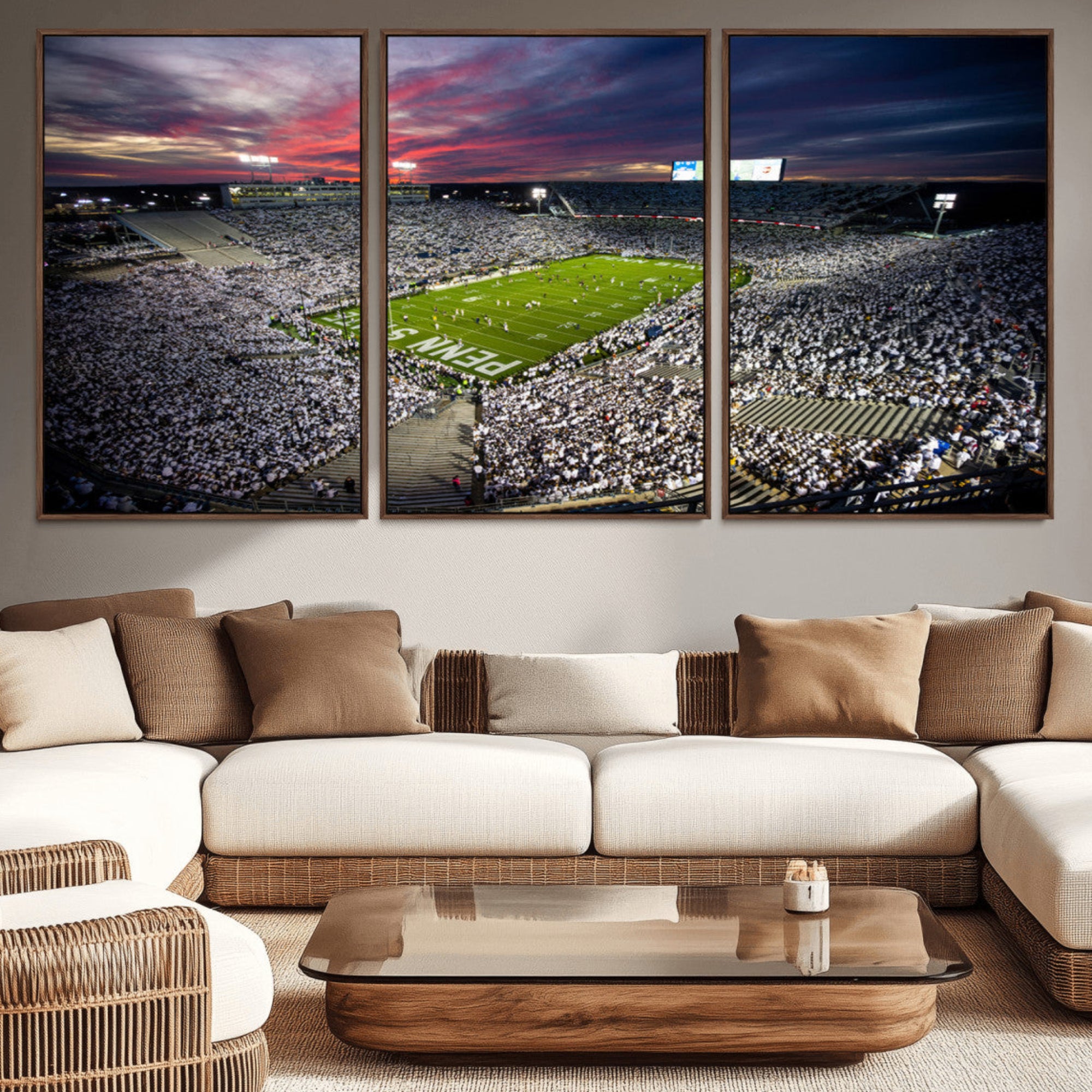 37304-MGV-CV-36X24-Penn State Nittany Lions Football Team Print - University Park Beaver Stadium Art Canvas Print