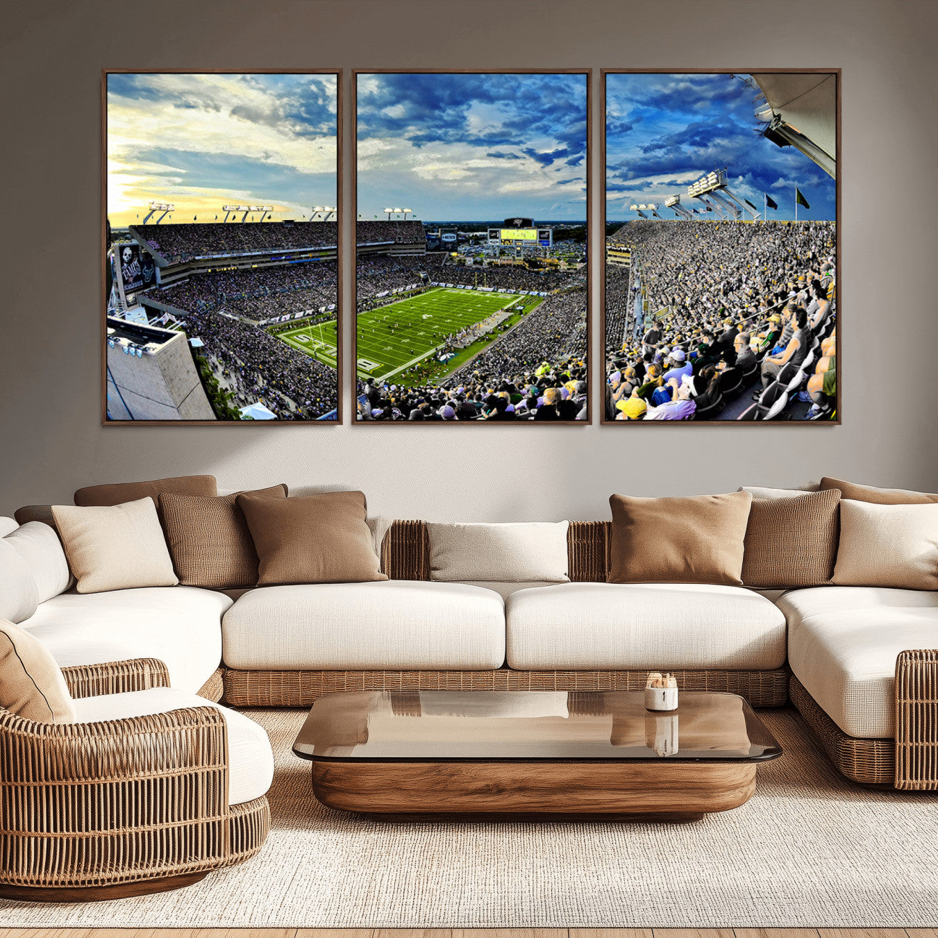 -Framed USF Bulls Football Team Print - Tampa Raymond James Stadium Wall Art Canvas Print