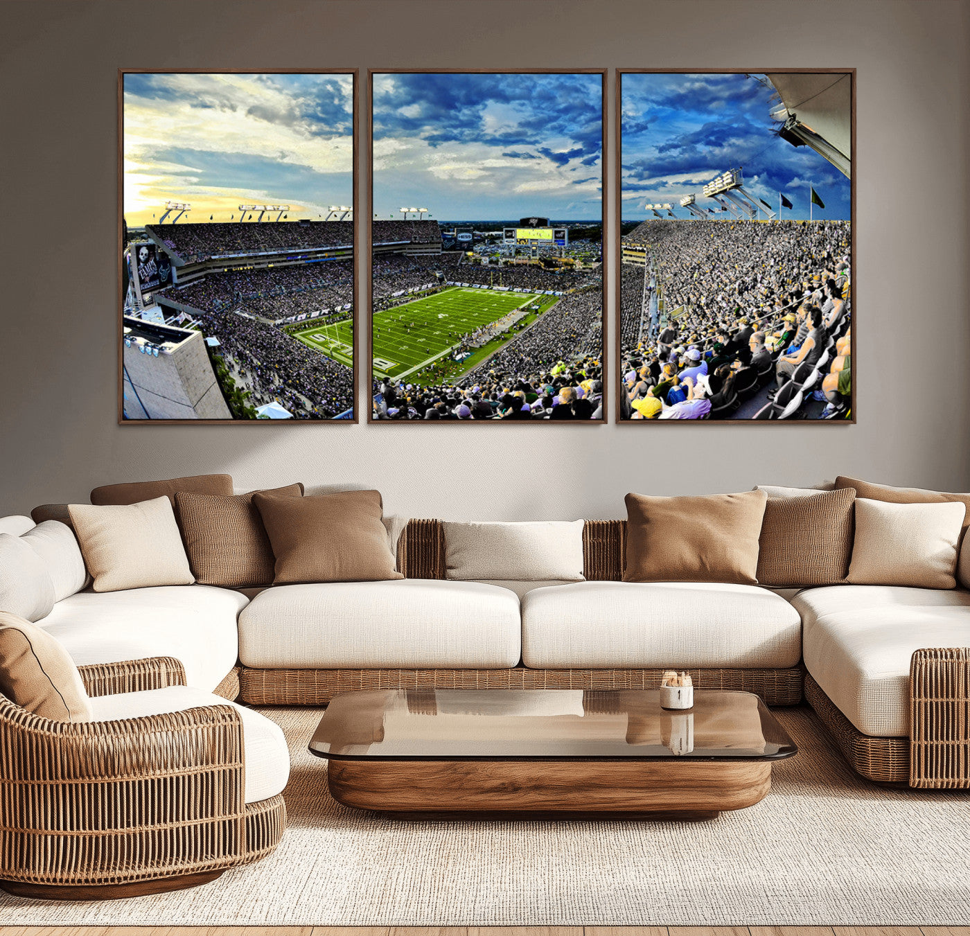 -Framed USF Bulls Football Team Print - Tampa Raymond James Stadium Wall Art Canvas Print