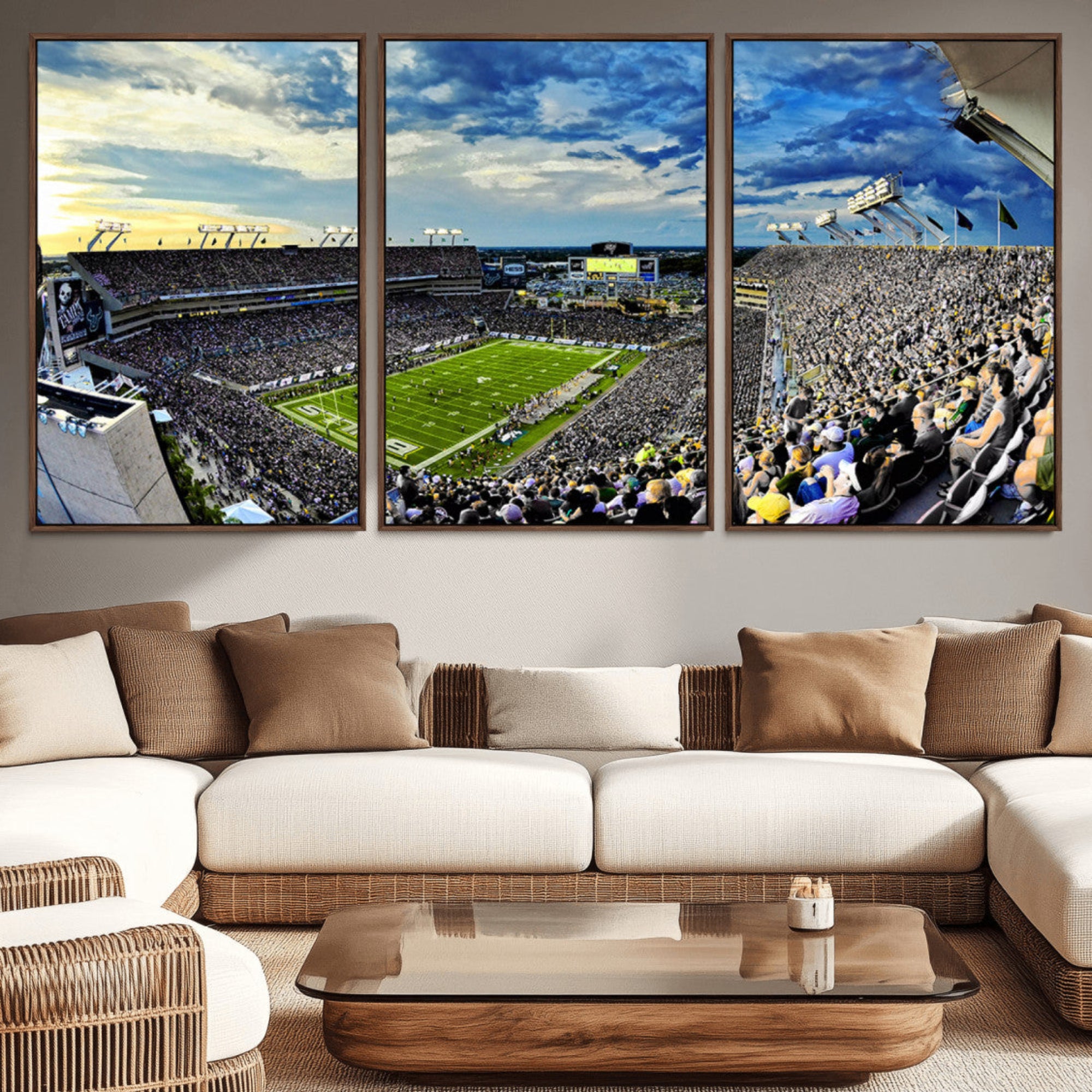 23788-MGV-CV-36X24-Framed USF Bulls Football Team Print - Tampa Raymond James Stadium Wall Art Canvas Print