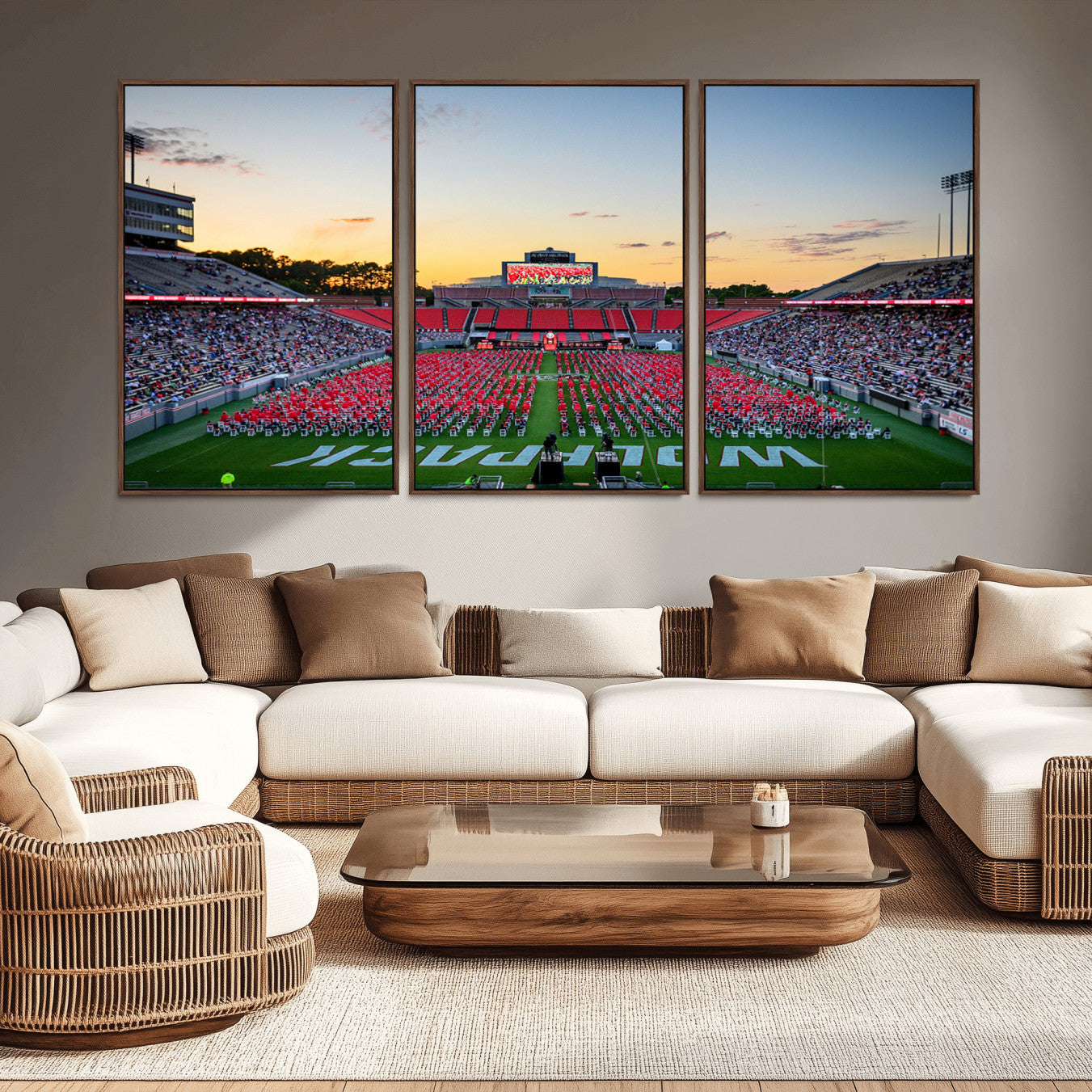 -NC State Wolfpack Football Team Print Wall Art - Raleigh Carter-Finley Stadium Wall Art Canvas Print
