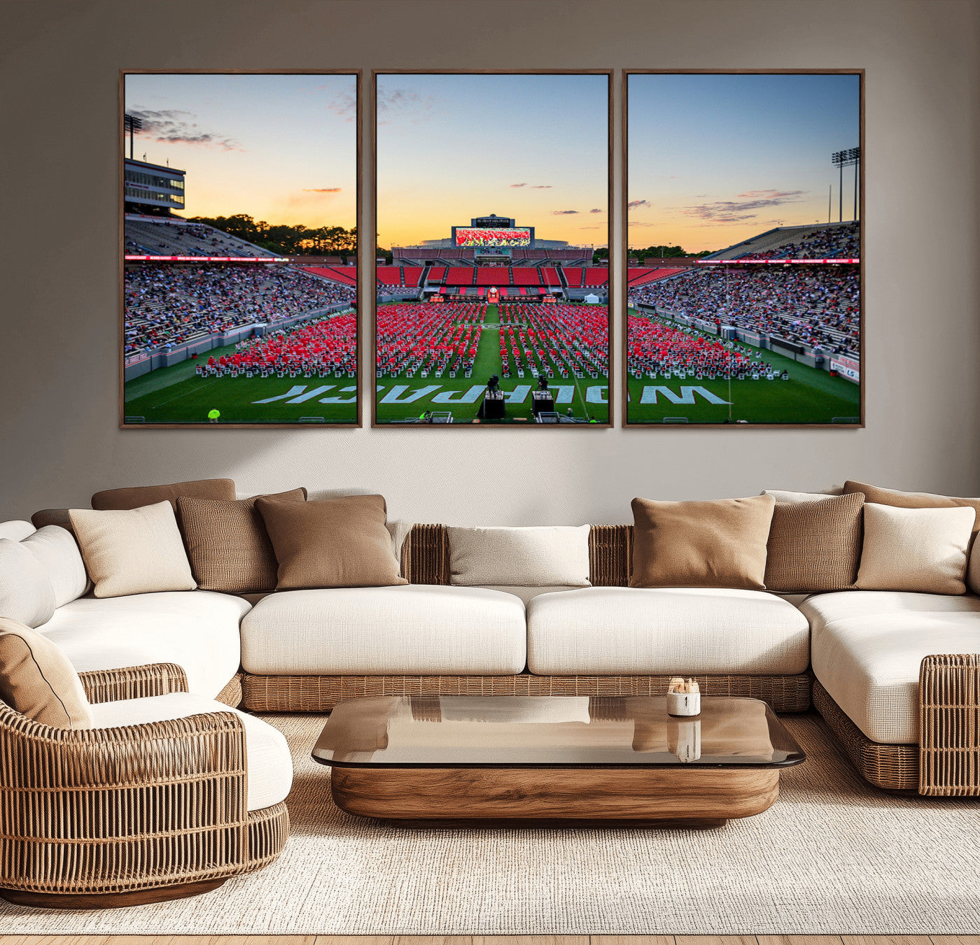 -NC State Wolfpack Football Team Print Wall Art - Raleigh Carter-Finley Stadium Wall Art Canvas Print