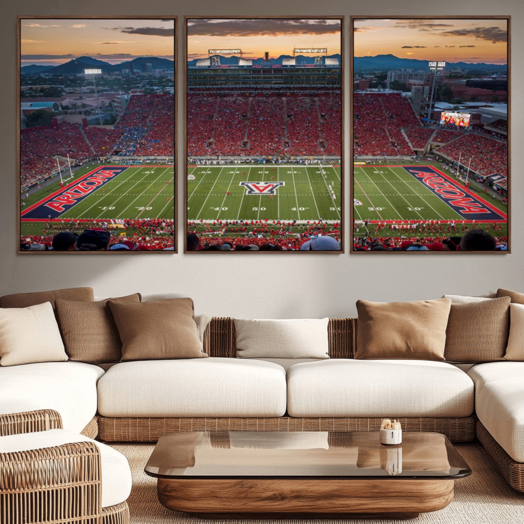 99722-MGV-CV-36X24-Framed Arizona Wildcats Football Team Print - Tucson Arizona Stadium Wall Art Canvas Print