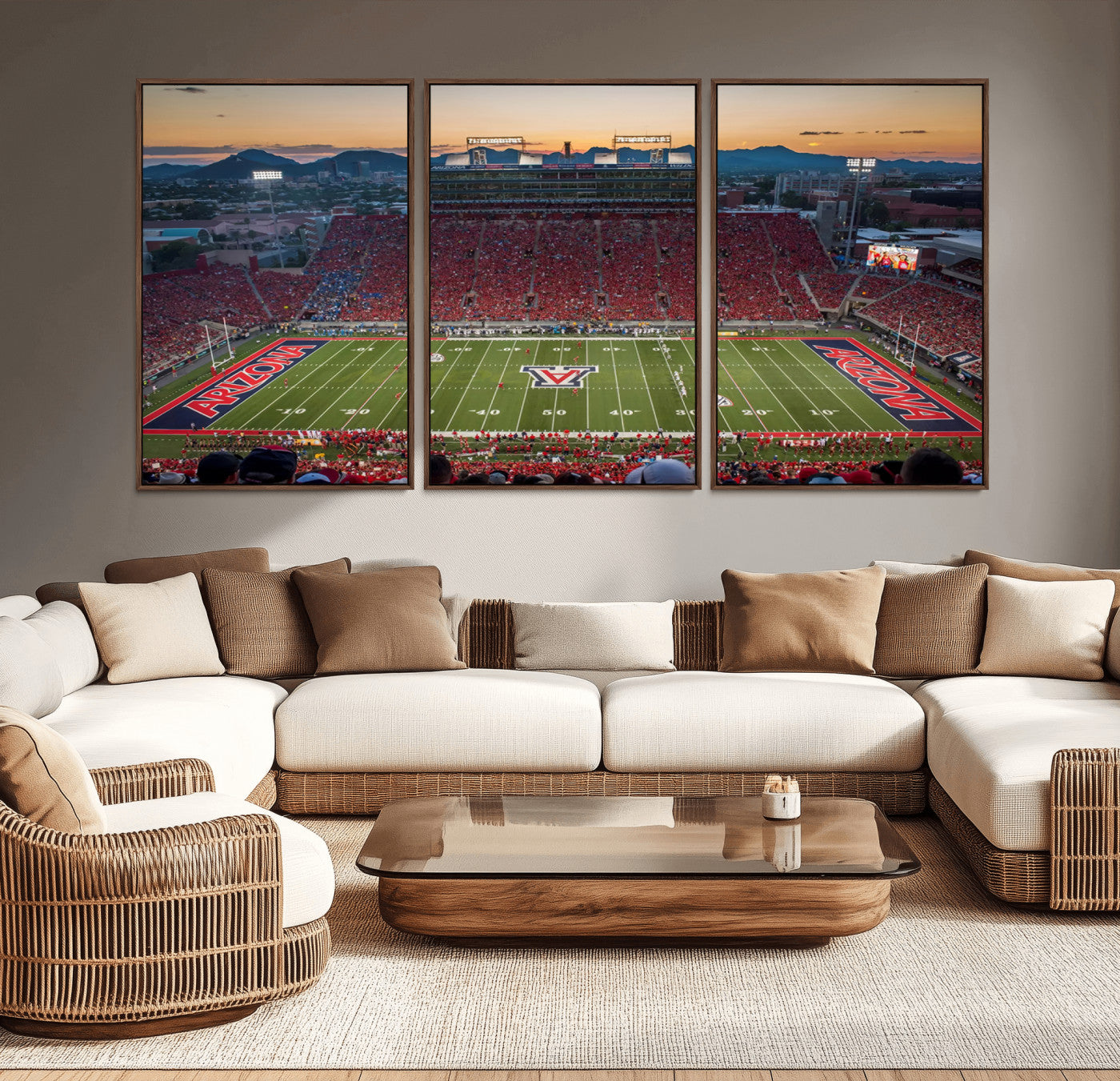-Arizona Wildcats Football Team Print - Tucson Arizona Stadium Wall Art Canvas Print