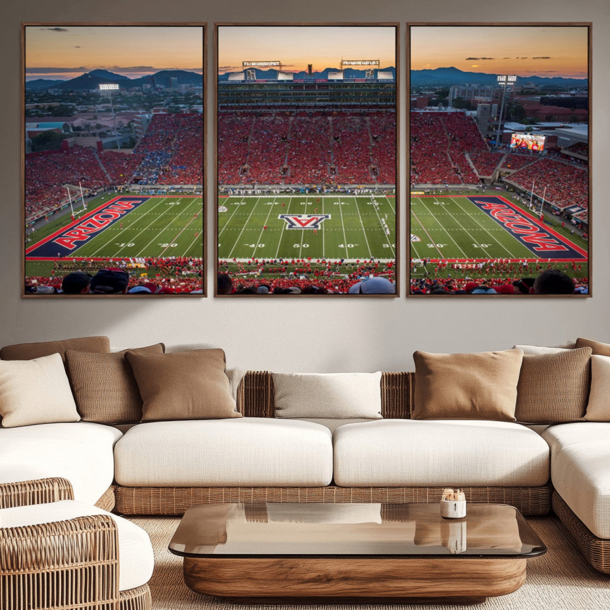 45563-MGV-CV-36X24-Arizona Wildcats Football Team Print - Tucson Arizona Stadium Wall Art Canvas Print
