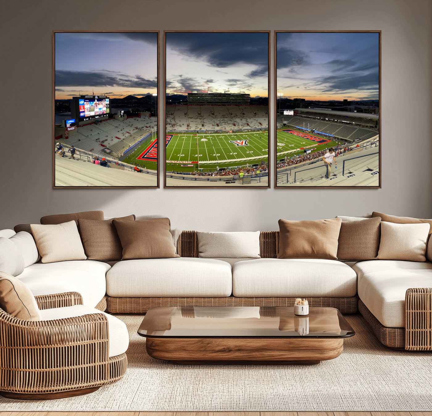 -Arizona Wildcats Football Team Print - Tucson Arizona Stadium Wall Art Canvas Print