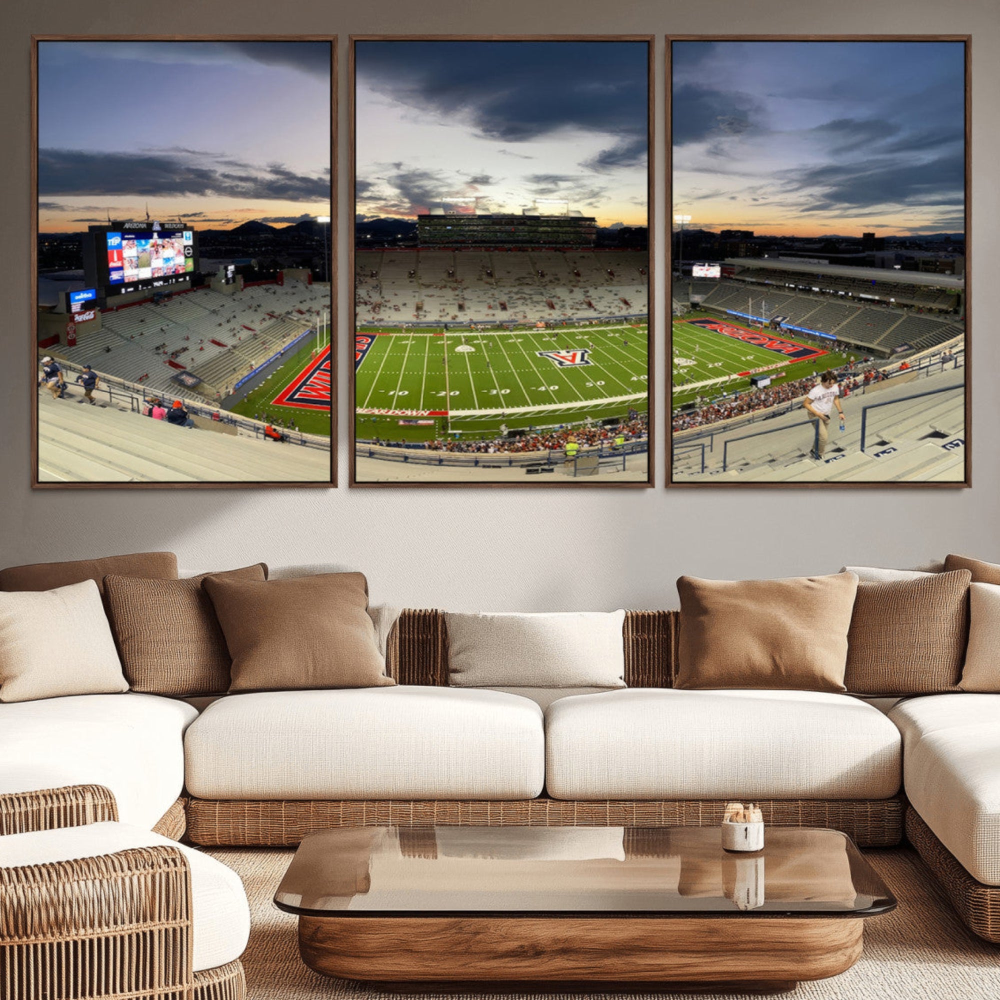 24339-MGV-CV-36X24-Arizona Wildcats Football Team Print - Tucson Arizona Stadium Wall Art Canvas Print