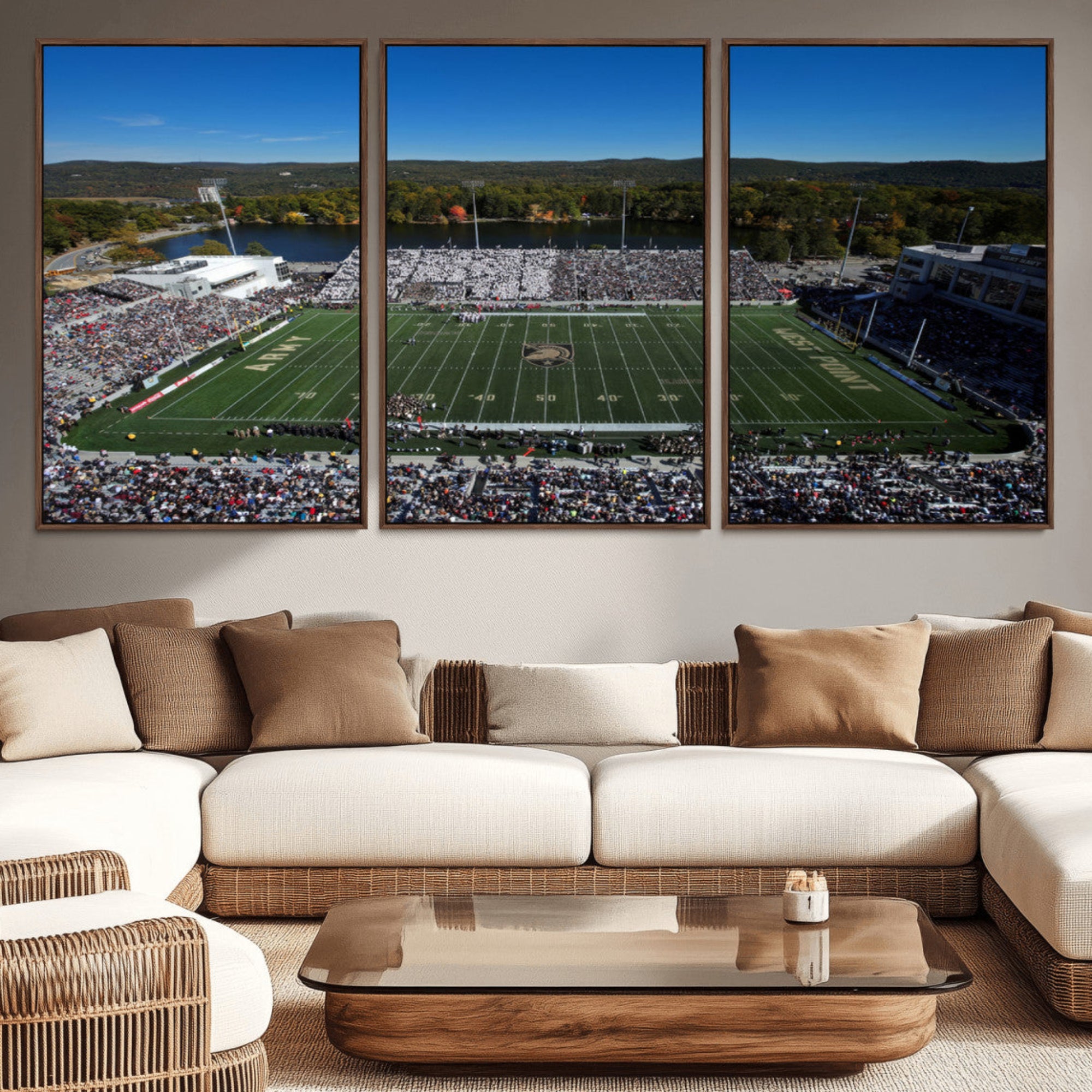 52056-MGV-CV-36X24-Army Black Knights Football Team Print - West Point Michie Stadium Wall Art Canvas Print