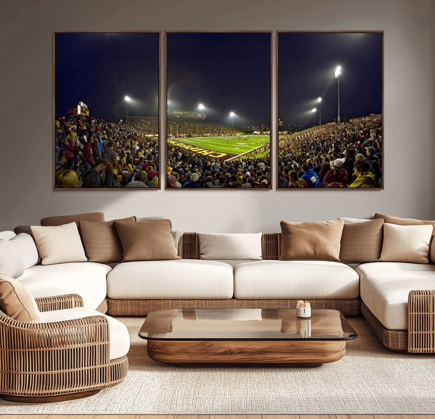 -Central Michigan University Chippewas Canvas Wall Art, Football Team Print - Mount Pleasant