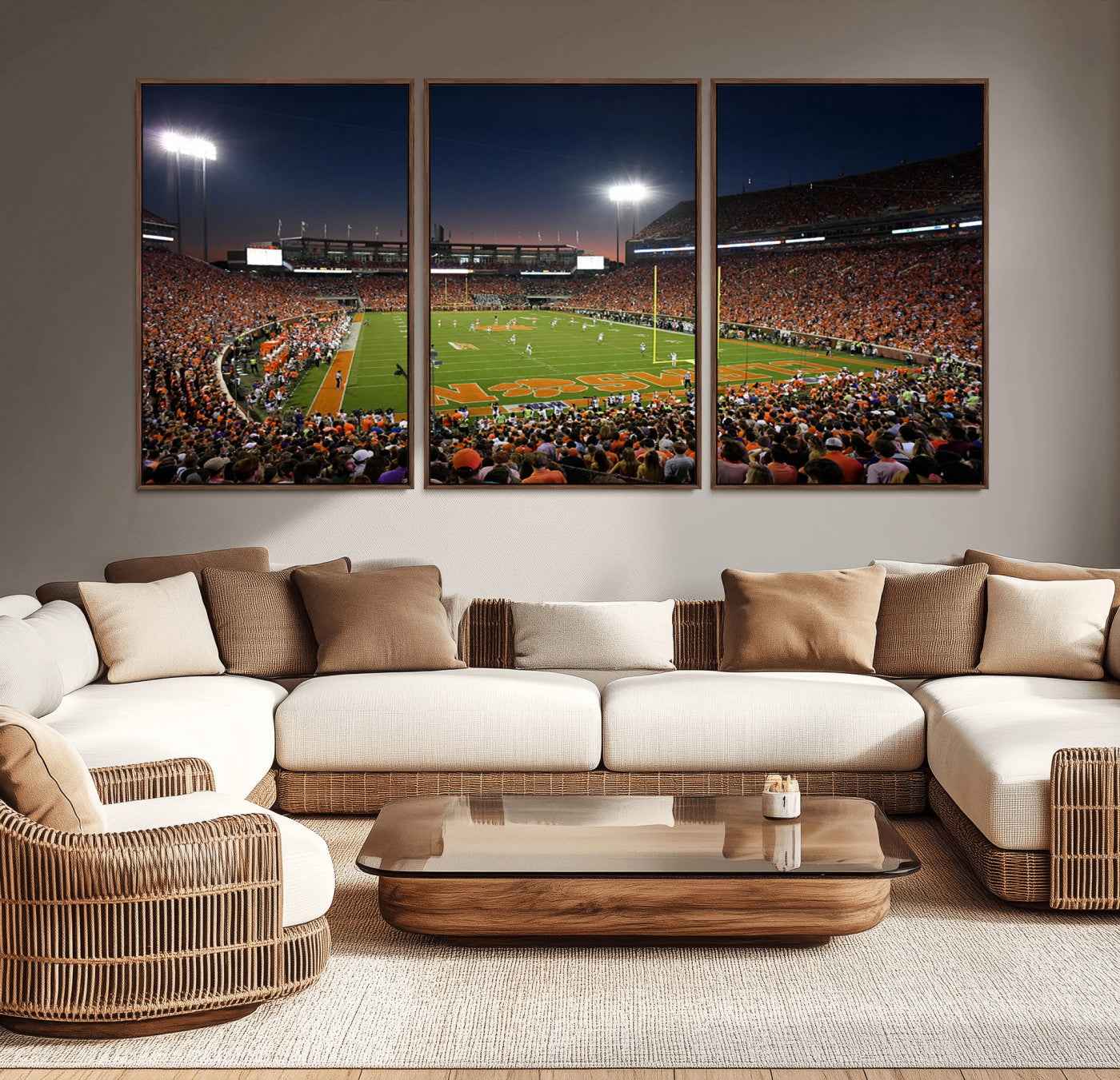 -Clemson University Tigers Art Print, Football Team Print - Clemson Memorial Stadium Wall Art Canvas