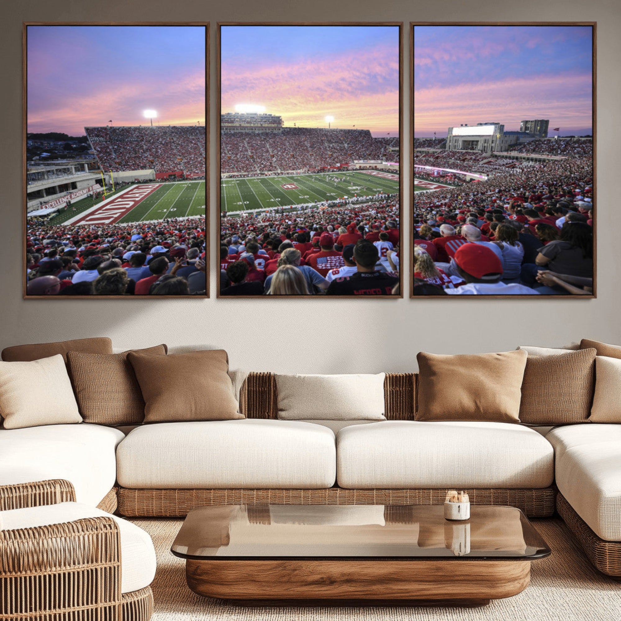 13046-MGV-CV-36X24-Indiana University Hoosiers Football Team Print - Bloomington Memorial Stadium Wall Art Canvas Print