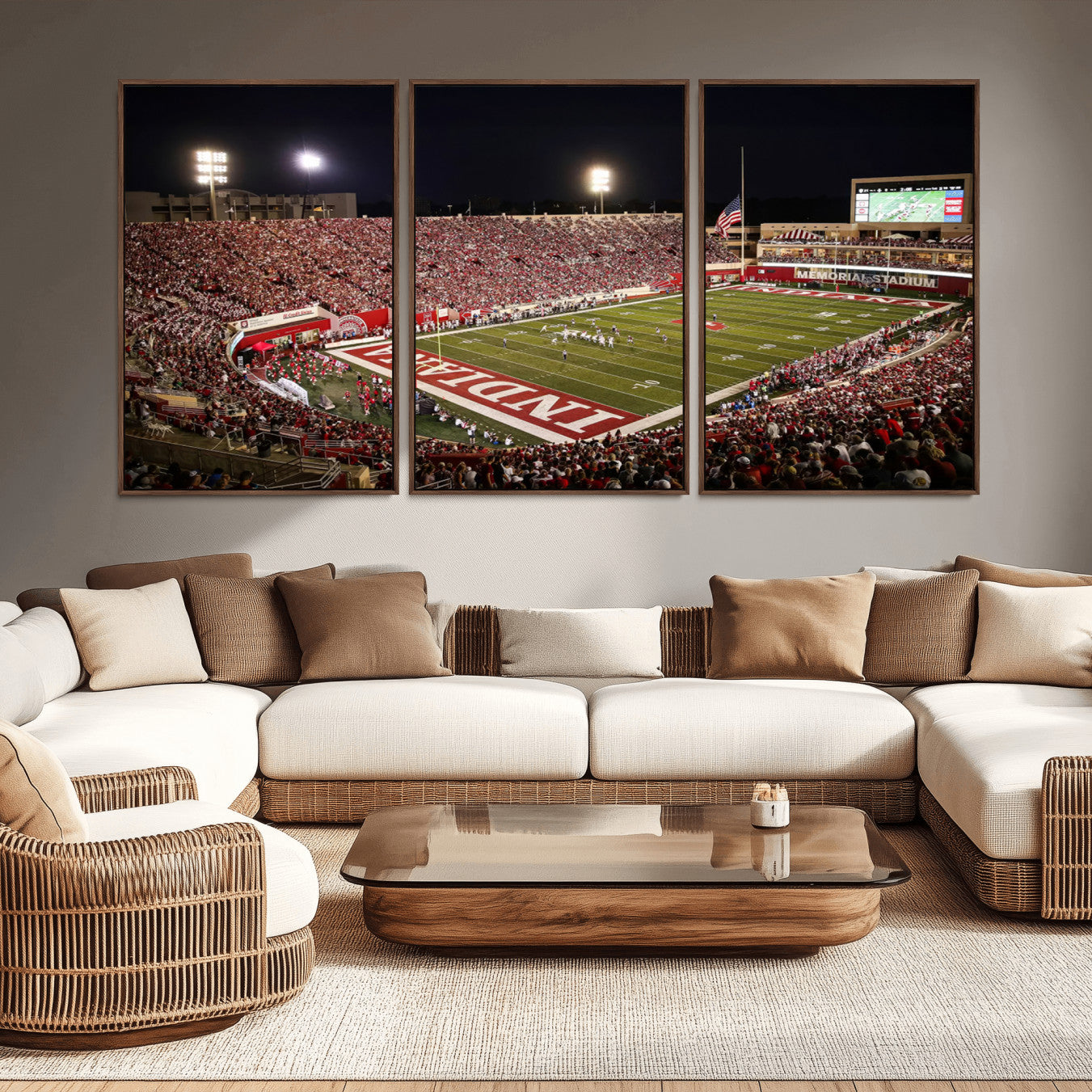 -Indiana University Hoosiers Football Team Print Canvas - Bloomington Memorial Stadium Wall Art