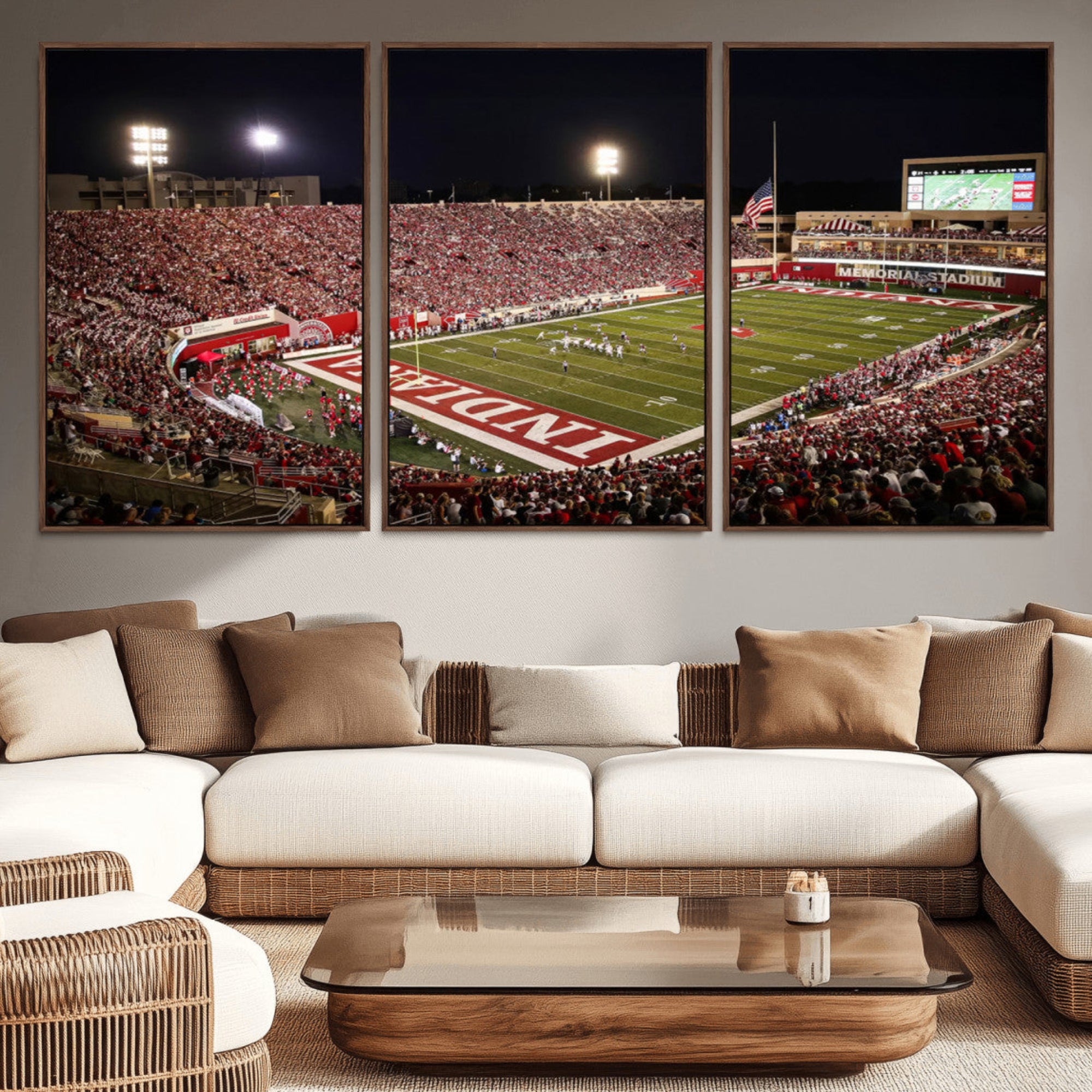 82748-MGV-CV-36X24-Indiana University Hoosiers Football Team Print Canvas - Bloomington Memorial Stadium Wall Art