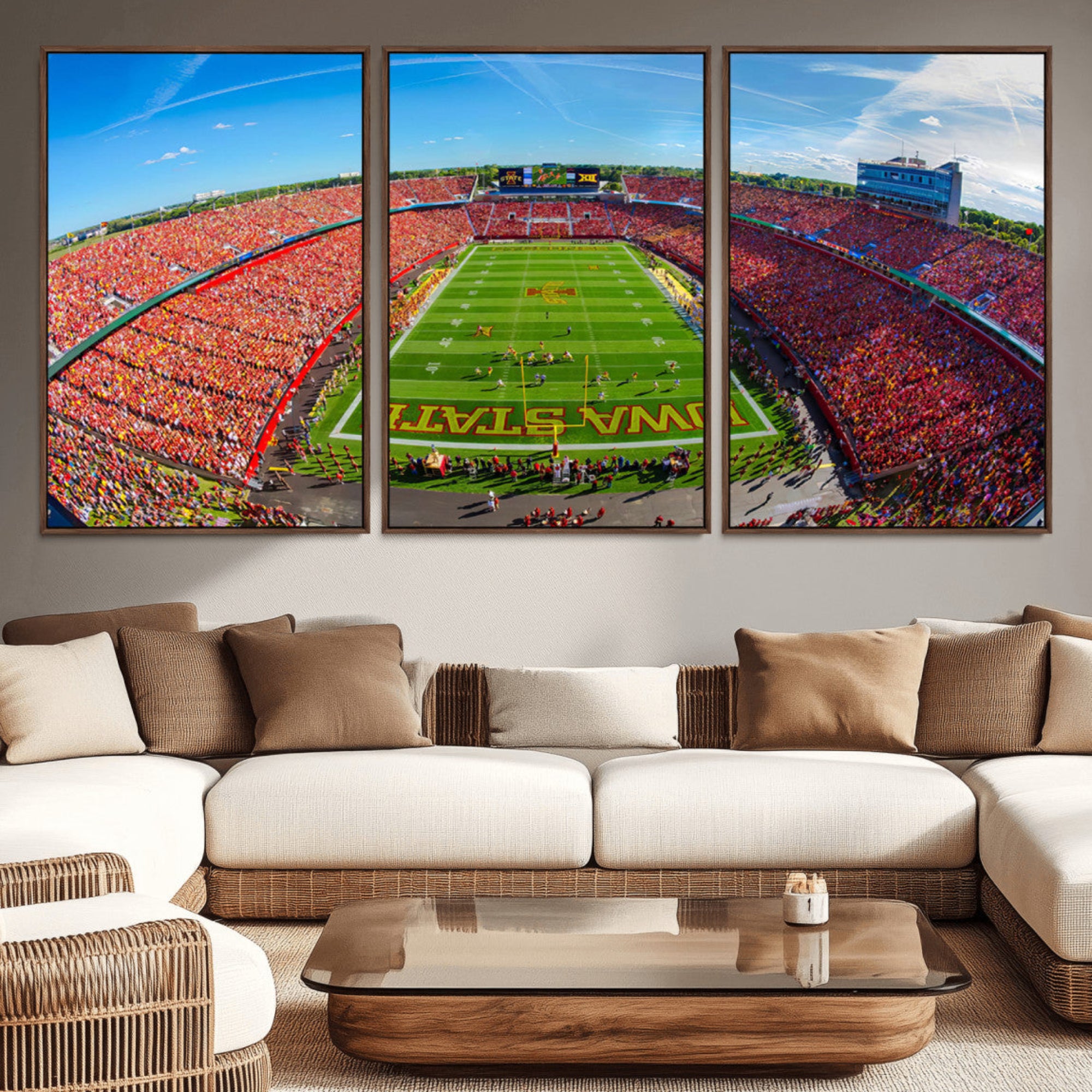 36706-MGV-CV-36X24-Iowa State University Cyclones Football Team Print - Ames Jack Trice Stadium Art Canvas Print