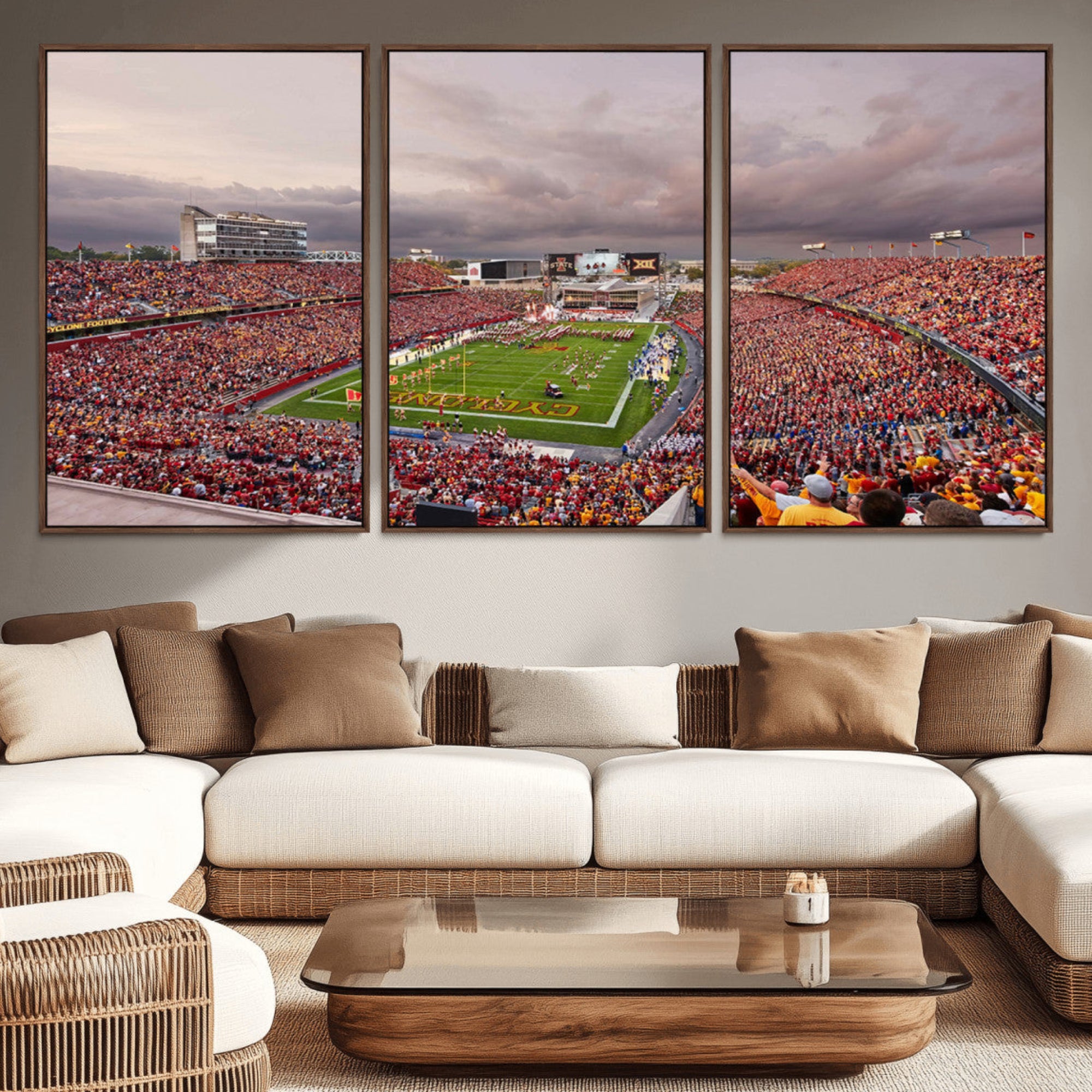 50373-MGV-CV-36X24-Iowa State University Cyclones Football Team Print - Ames Jack Trice Stadium Wall Art Canvas Print