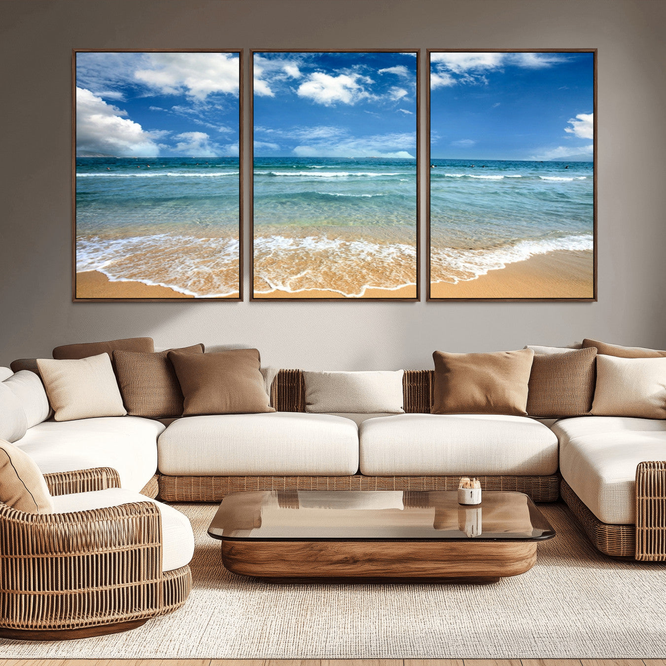 -Sea View From the Beach Canvas Print