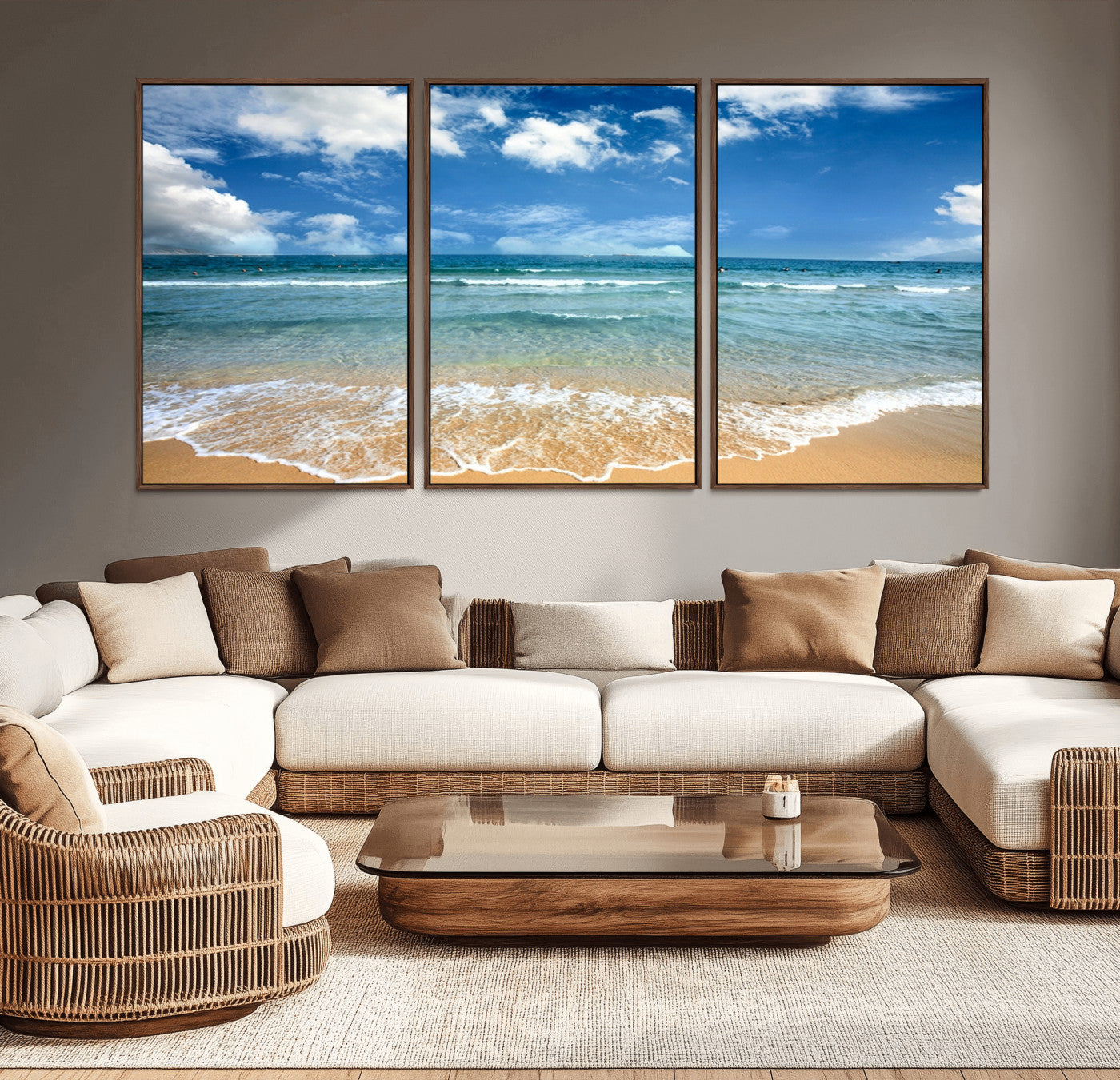 -Sea View From the Beach Canvas Print