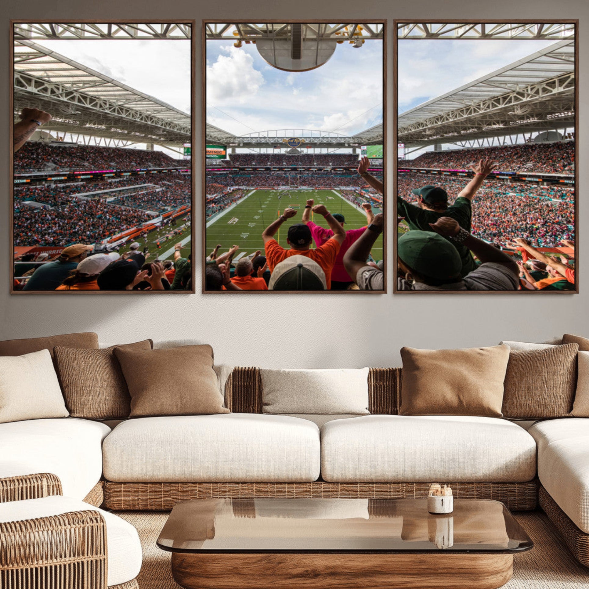 66239-MGV-CV-36X24-Miami Hurricanes Football Team Wall Art Print - Miami Hard Rock Stadium Wall Art Canvas Print