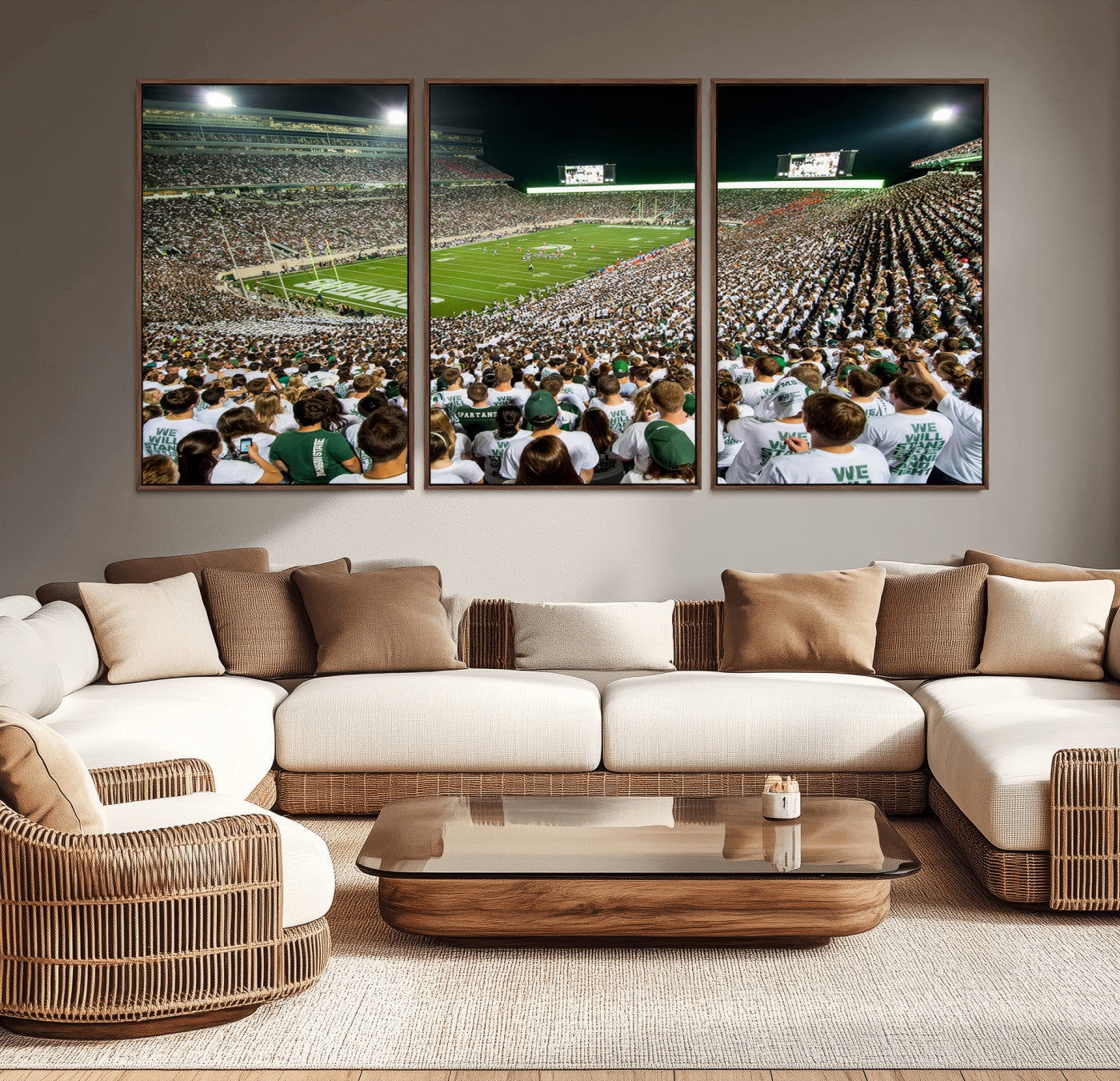 -Michigan State Spartans Football Canvas Print - East Lansing Spartan Stadium Wall Art Canvas Print